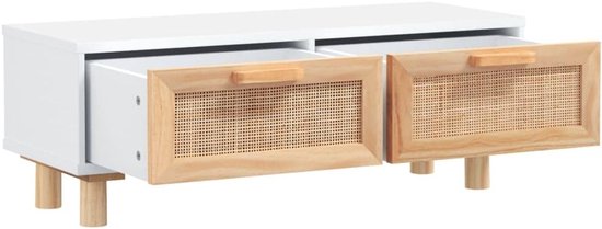 Bijzettafels voor woonkamer, salontafel, wit, 80 x 40 x 30 cm, houtmateriaal en massief grenenhout, voor woonkamer, slaapkamer — afbeelding 4
