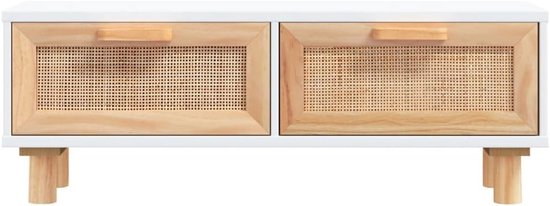 Bijzettafels voor woonkamer, salontafel, wit, 80 x 40 x 30 cm, houtmateriaal en massief grenenhout, voor woonkamer, slaapkamer — afbeelding 3