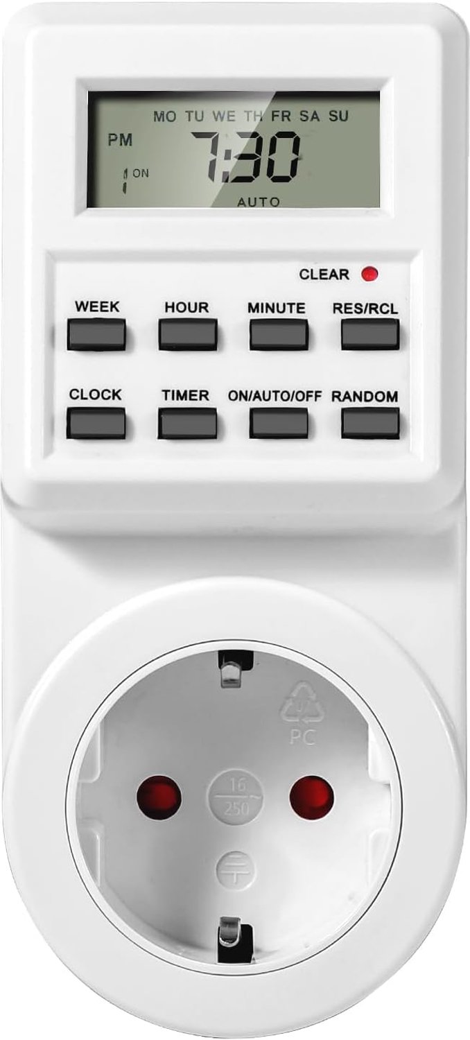 Timer elektrisch en digitaal stopcontact, programmeerbaar stopcontact met alternatieve en herhaalde cyclus, countdown-timer, programmeerbare timer met LCD, bespaart stroom