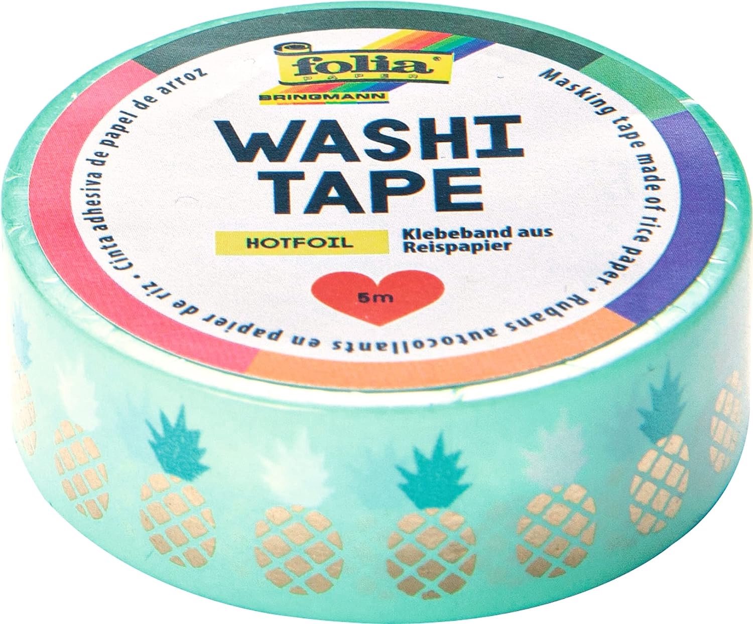 Folia Washi Tape Goud Ananas Hot Foil - 5m x 15mm