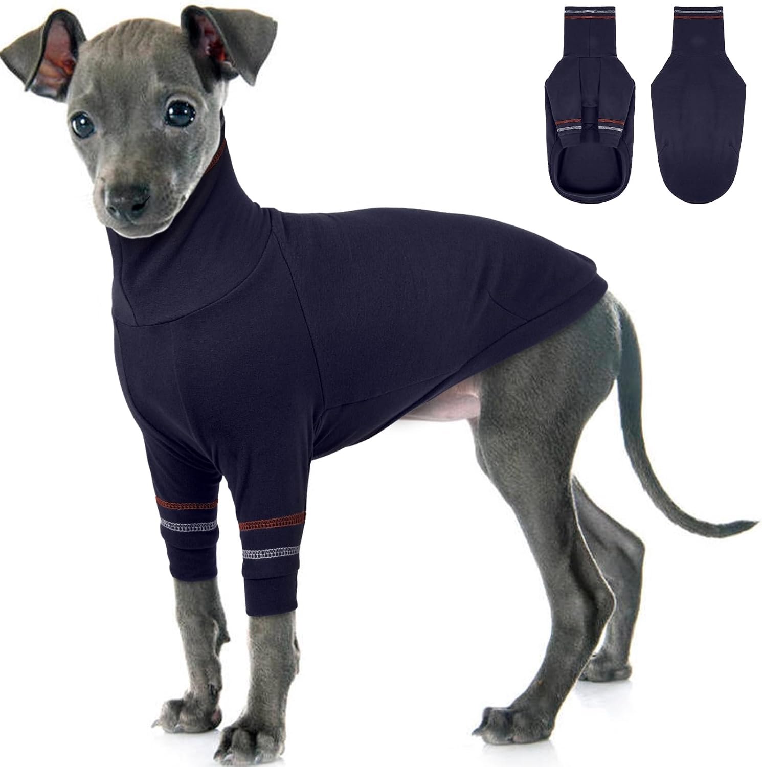 Hondentrui, Italiaanse windhond jas voor kleine honden, Whippet pullover rolkraag rekbaar gebreid sweatshirt, windhond thermische kleding pyjama windhond jumpsuit voor koud weer S