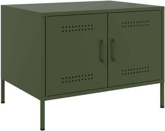 Table Bijzettafel voor bank, woonkamer, meubels, woonkamer, tafel voor bank, salontafel, olijfgroen, 68 x 50 x 50,5 cm, staal, voor slaapkamer, keuken, balkon, tuin — afbeelding 2