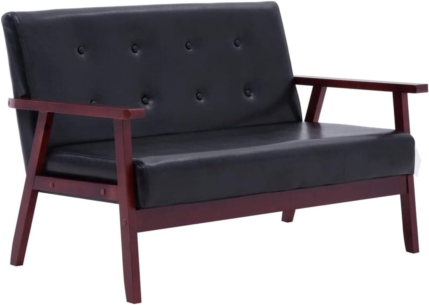 2-zitsbank, zwart, kunstleer, woonkamerbank, slaapkamerbank, werkkamer, kantoorbank voor woonkamer, slaapkamer, kantoor, lounge
