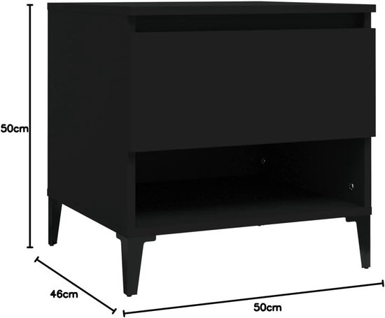 Bijtafel Bijtafel Salontafel Bijzettafels 2 stuks Zwart 50x46x50 cm Houtmateriaal voor Woonkamer, Slaapkamer, Studie — afbeelding 2