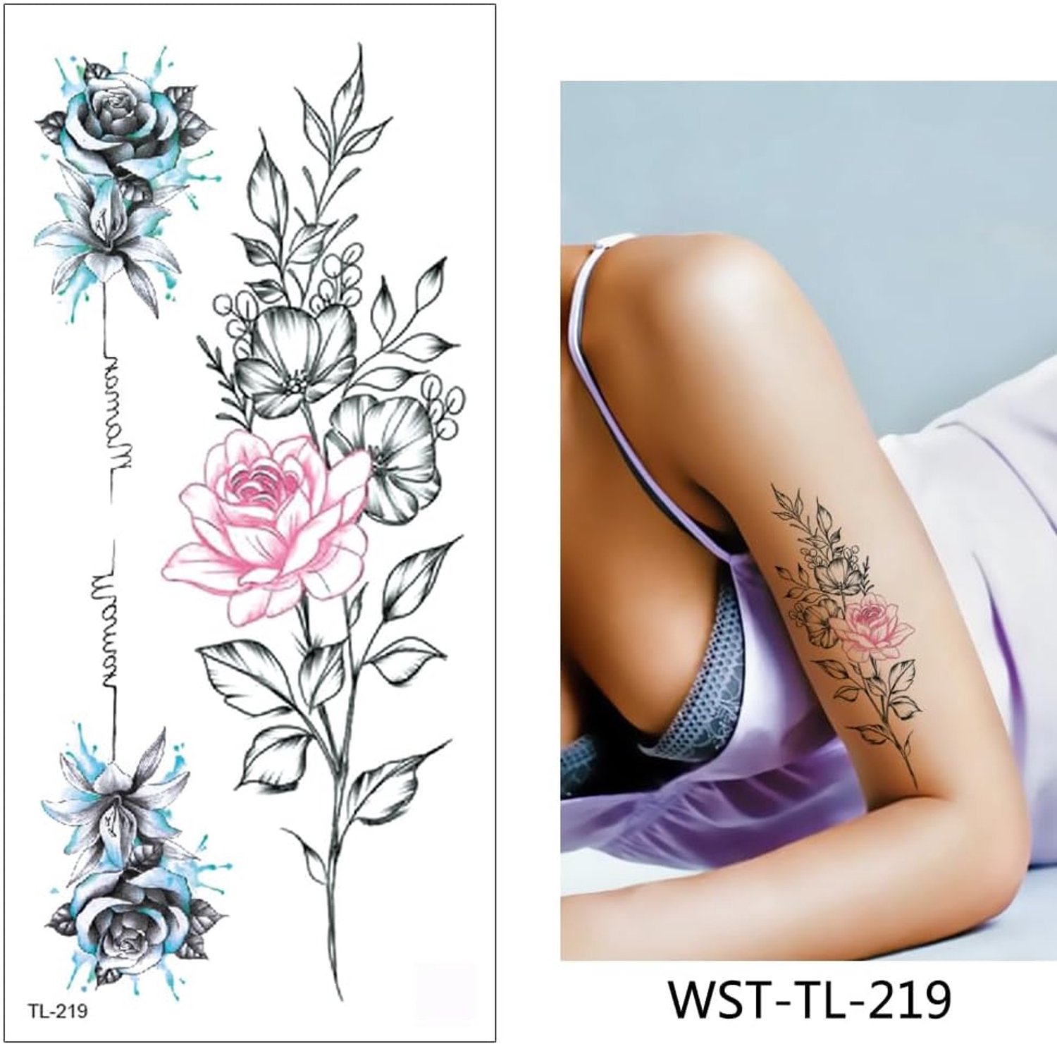 Tijdelijke tatoeage rozen tattoo arm tattoo nep tattoo TL219