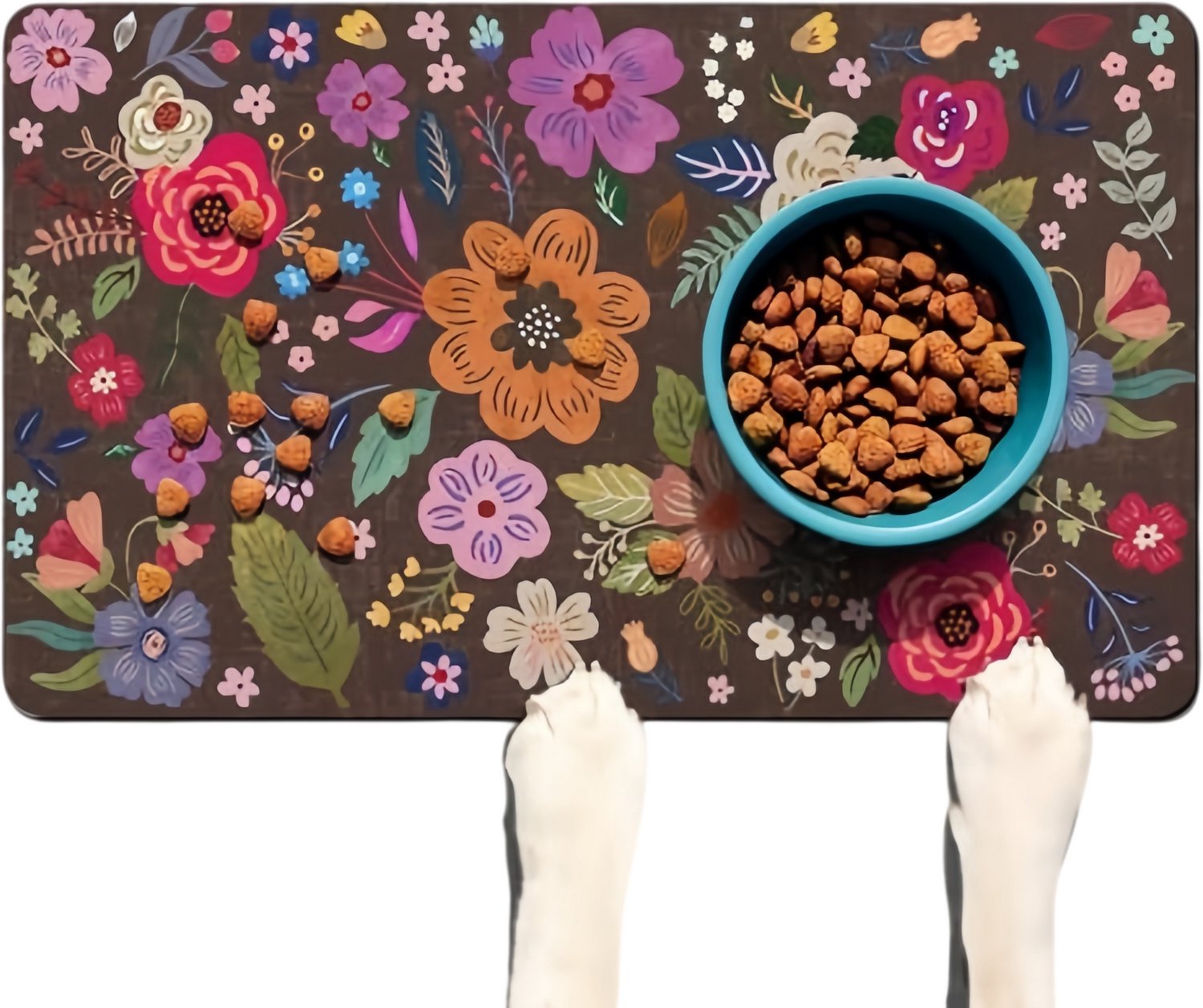 Huisdiermat – Voermat voor honden – Absorberende mat – Mat voor voer- en drinkbakken – Sneldrogend (houdt de voerplek droog en schoon) – Antislip – Eenvoudig dagelijks te reinigen (veeg het oppervlak simpelweg af met een vochtige doek)-50 x 80 cm