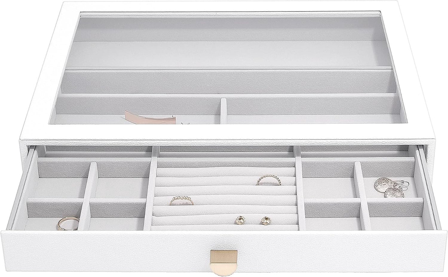 Stackers Supersize Sieradenkist Lade met Glazen Deksel - Blush Roze