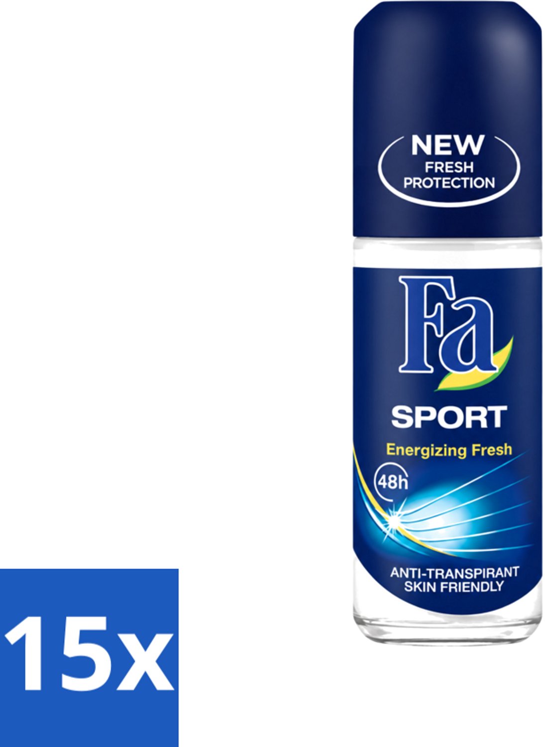 15 x Fa - Sport - Deodorant Roller - Energizing Fresh - 50 ml - Voordeelverpakking - 15 stuks