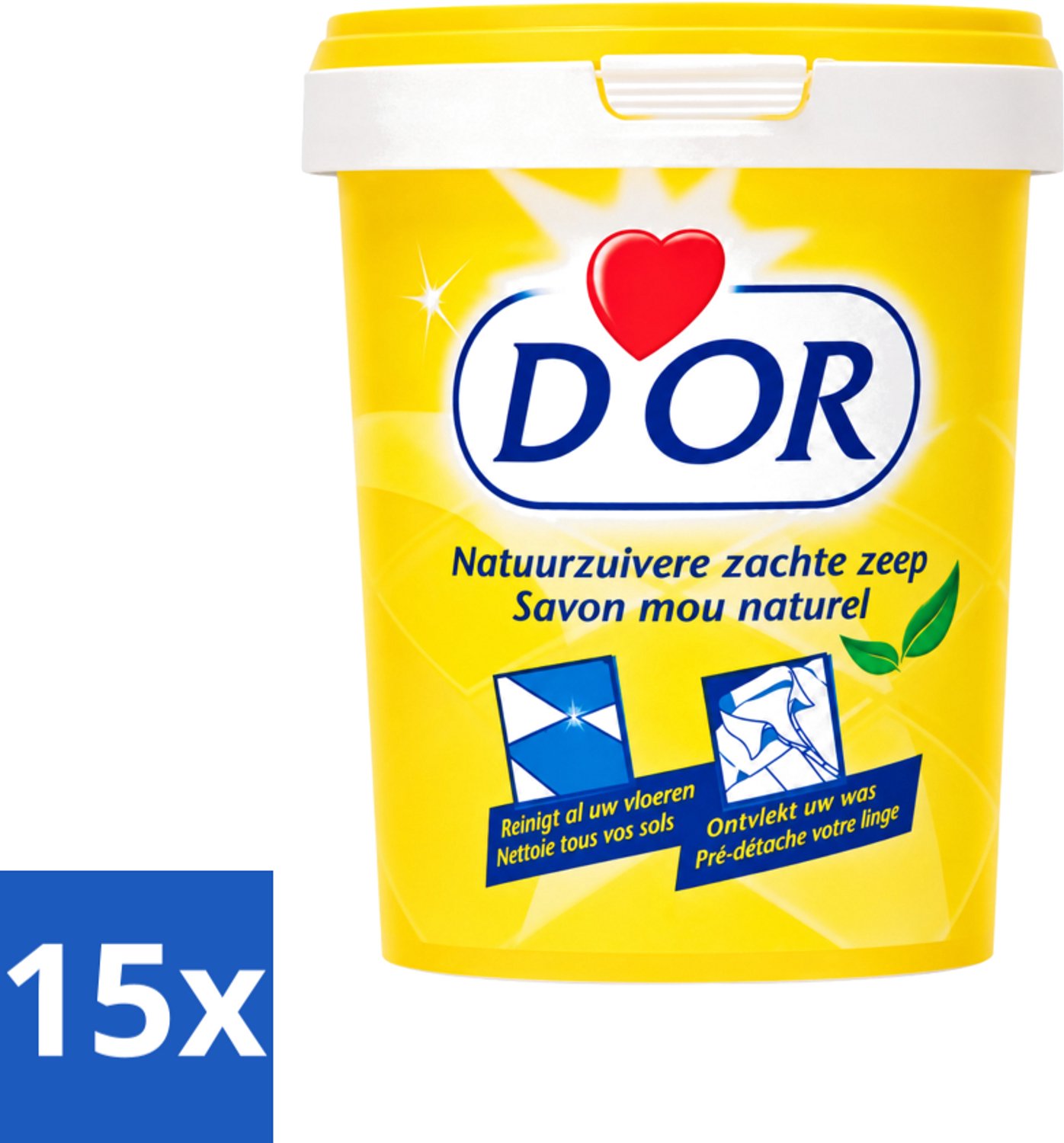 15 x D'Or - Natuurzuivere Zachte Zeep - Vast Zeepmiddel - Voor Vloeren en Was - 1 kg - Voordeelverpakking - 15 stuks