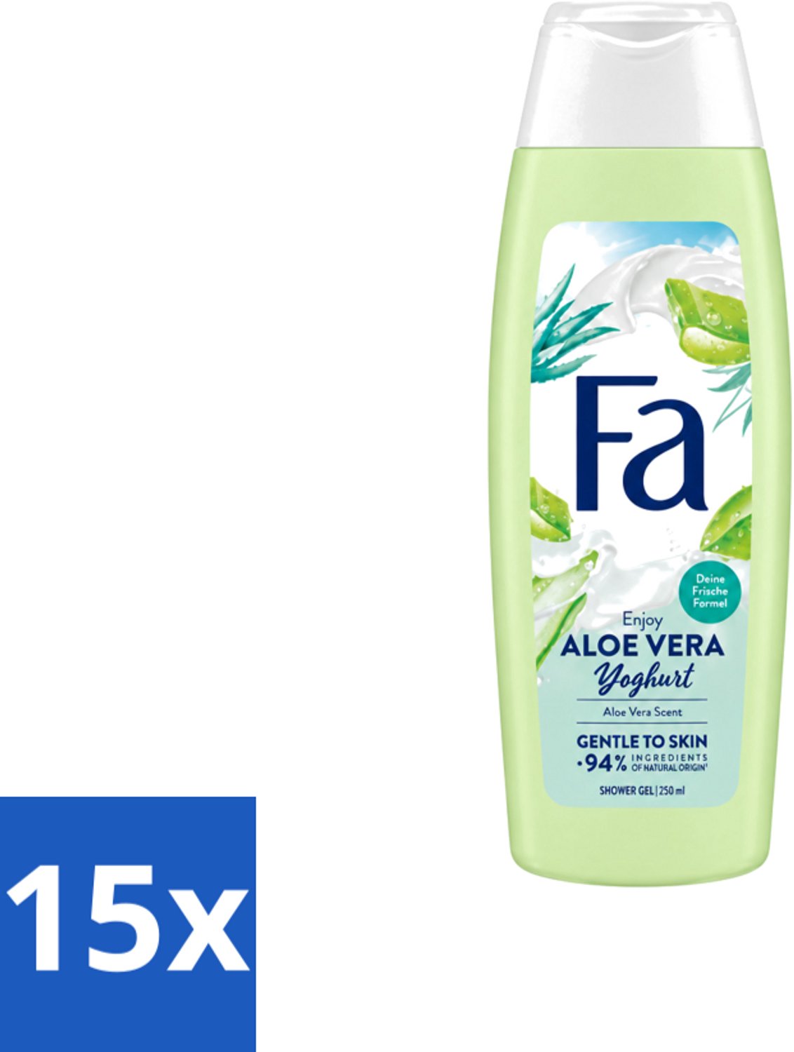 15 x Fa - Douchegel - Yoghurt & Aloe Vera - 250 ml - Voordeelverpakking - 15 stuks