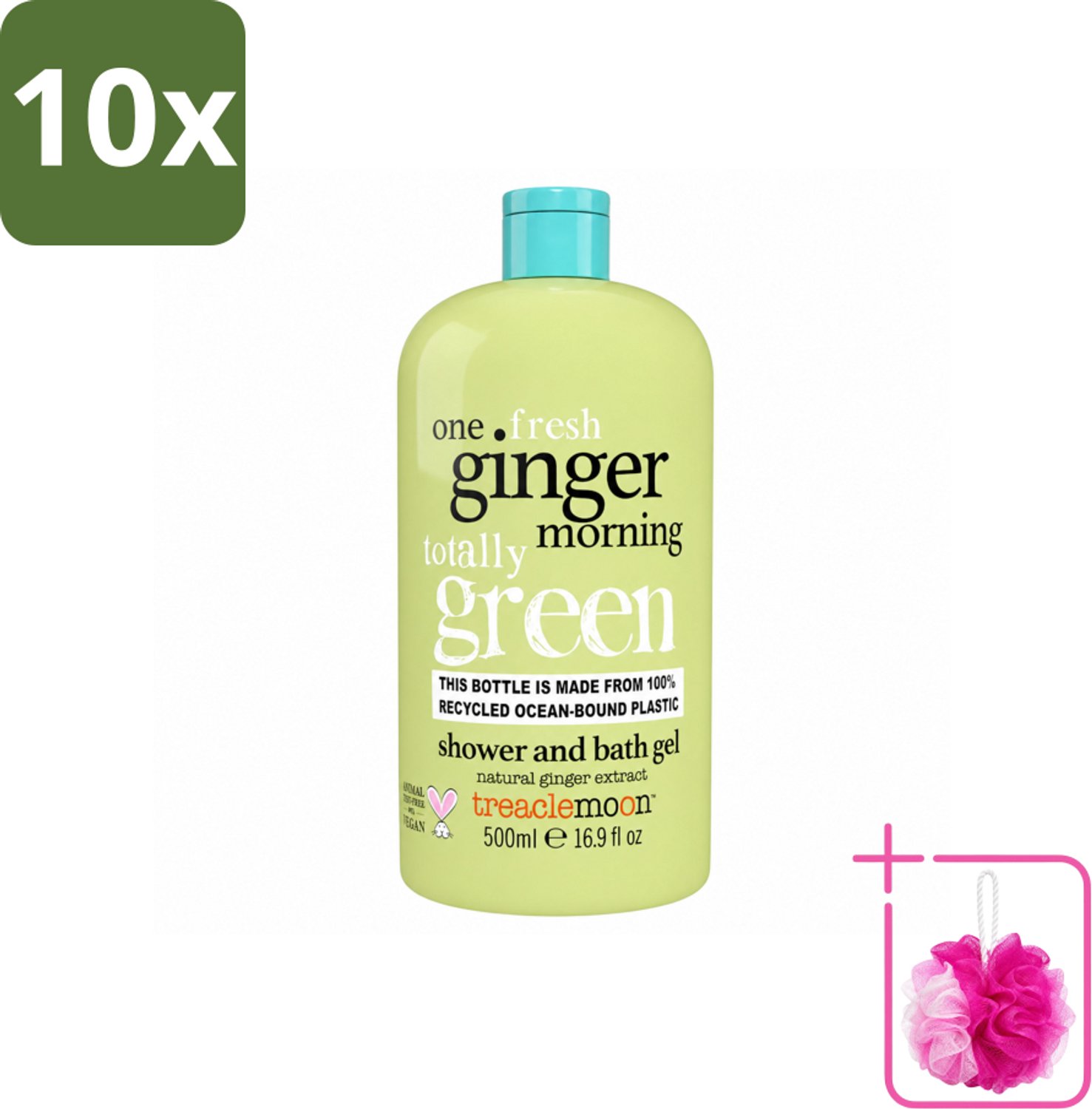 10 x Treaclemoon – Douchegel – One Ginger Morning – 500 ml - Bulkverpakking - Gemberdouchegel - Douchemop - Energieboost