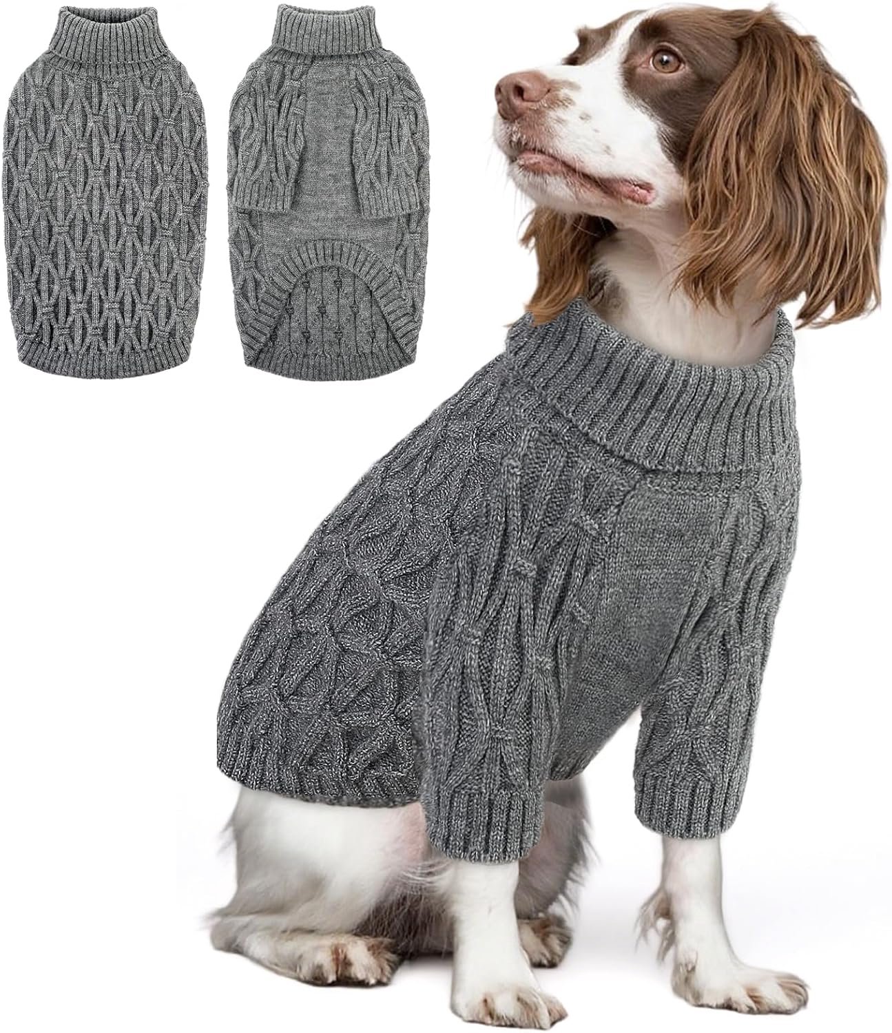 Gebreid & warmte, zachte hondentrui XXL voor Whippet, Greyhound, Boxer, Pitbull, grijs, XL