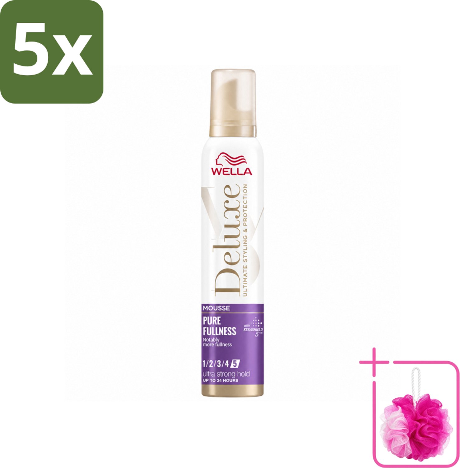 5 x Wella – Deluxe Pure Fullness – Haarmousse – 200 ml - Bulkverpakking - Haarmousse - Douchemop - Volume