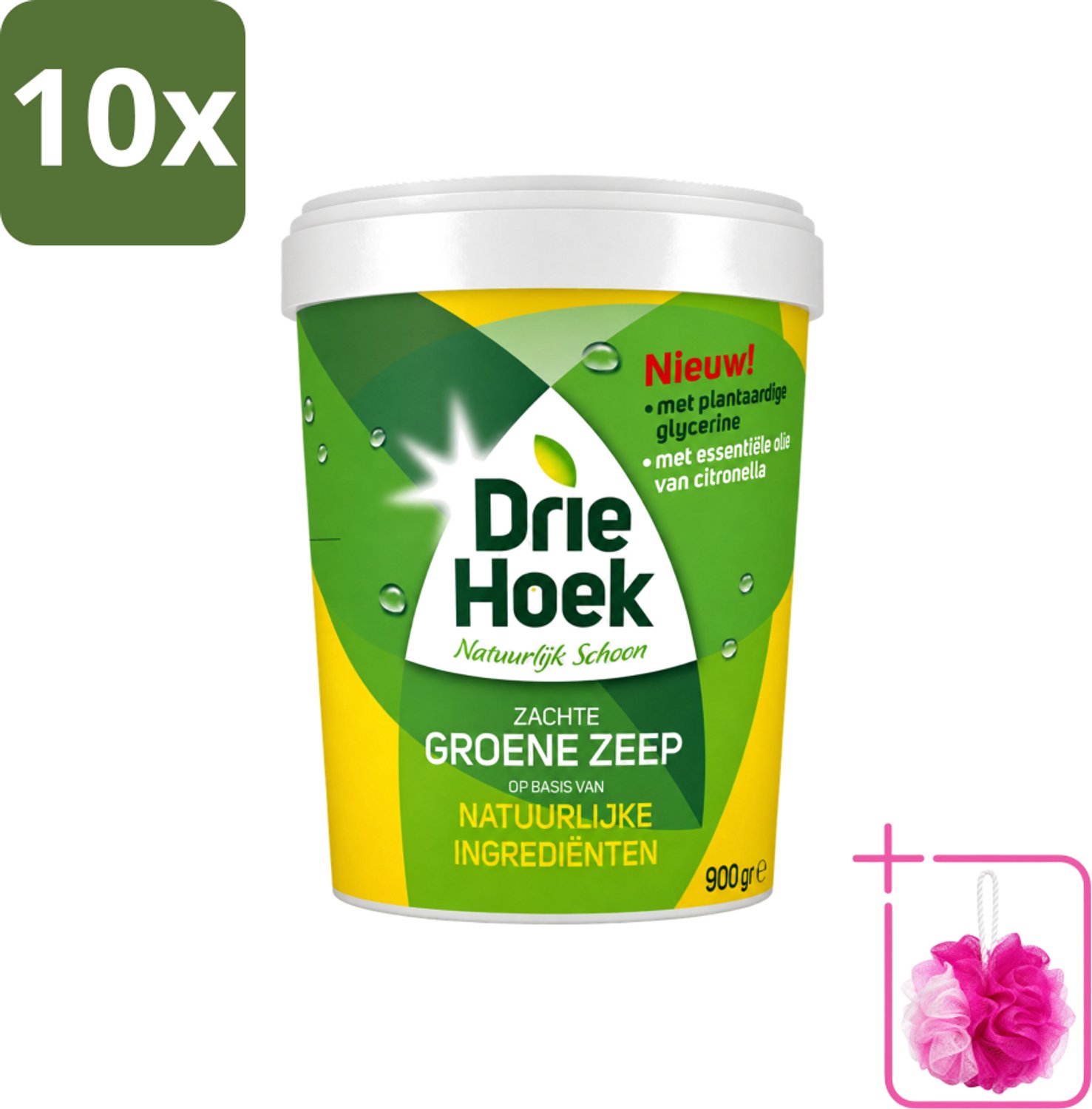 10 x Driehoek – Zachte Zeep – Groene Zeep – 900 gr - Bulkverpakking - Natuurlijke zeep - Douchemop - Reinigingsmiddel