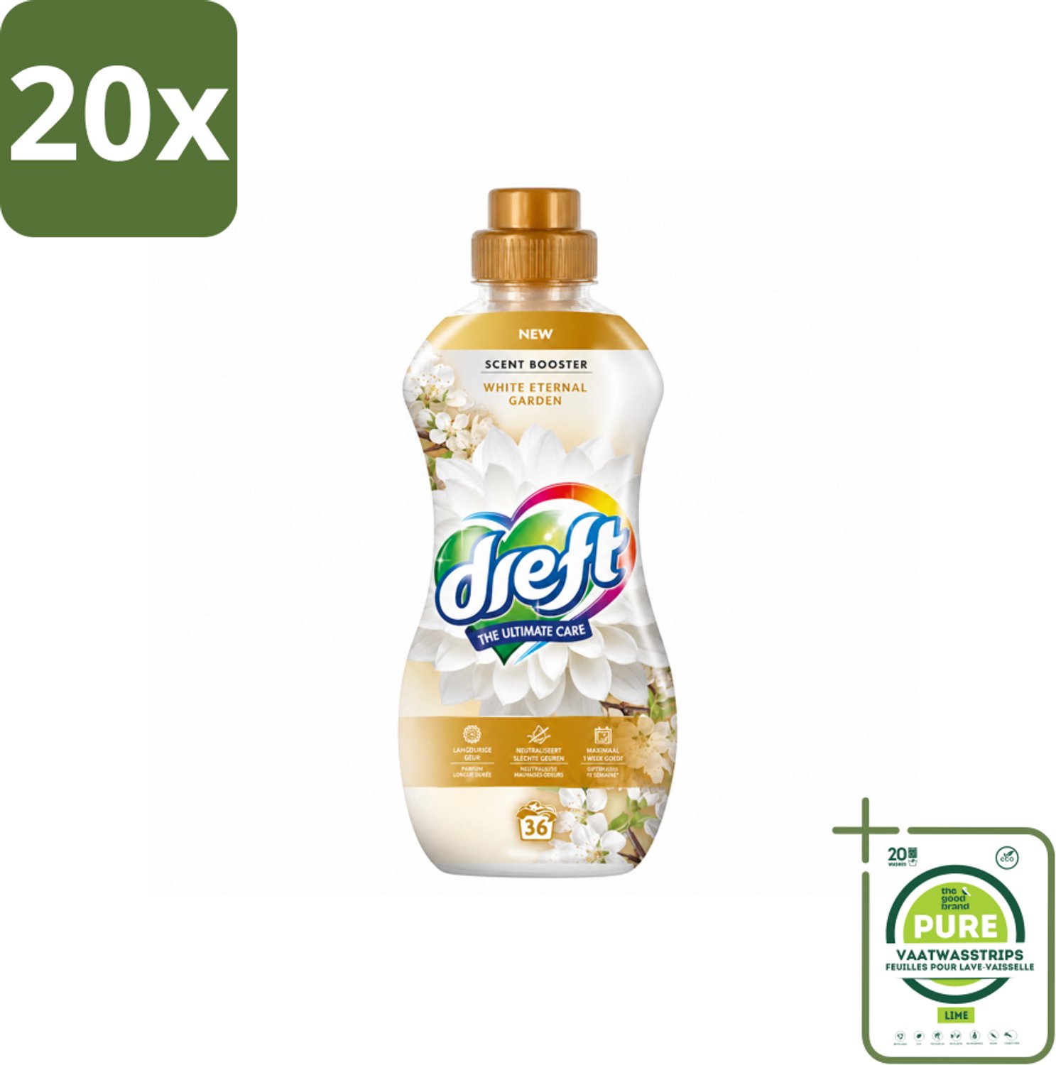 20 x Dreft – White Eternal Garden – Vloeibare Geurbooster – 720 ml – 36 wasbeurten - Grootverpakking - Vaatwasstrips - Wasgeur - Wasgeurbooster - Frisse Geur - Wasmiddel - Textiel Verzorging