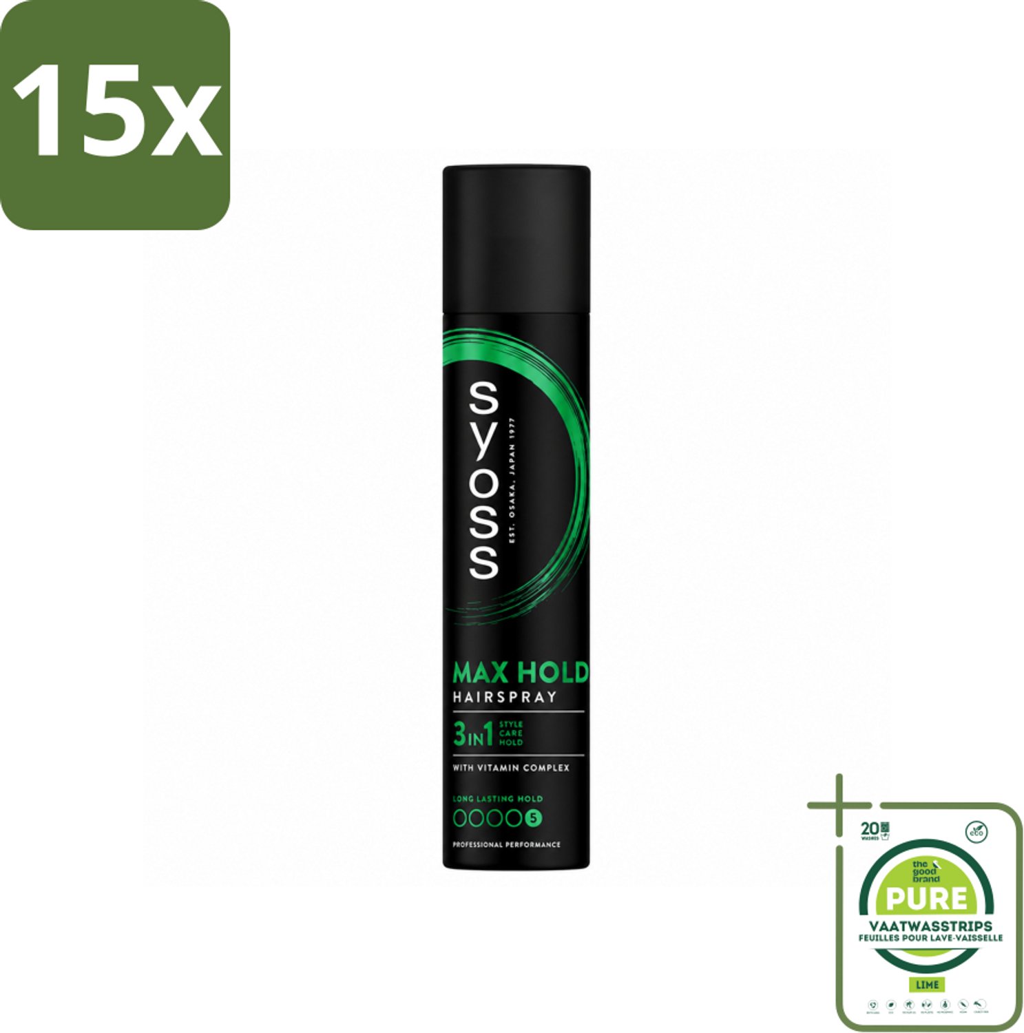 15 x Syoss - Max Hold - Haarspray - 300 ml - Grootverpakking - Vaatwasstrips - Haarspray - Fixatie - Haarkleur - Haarstructuur - Haarversterking