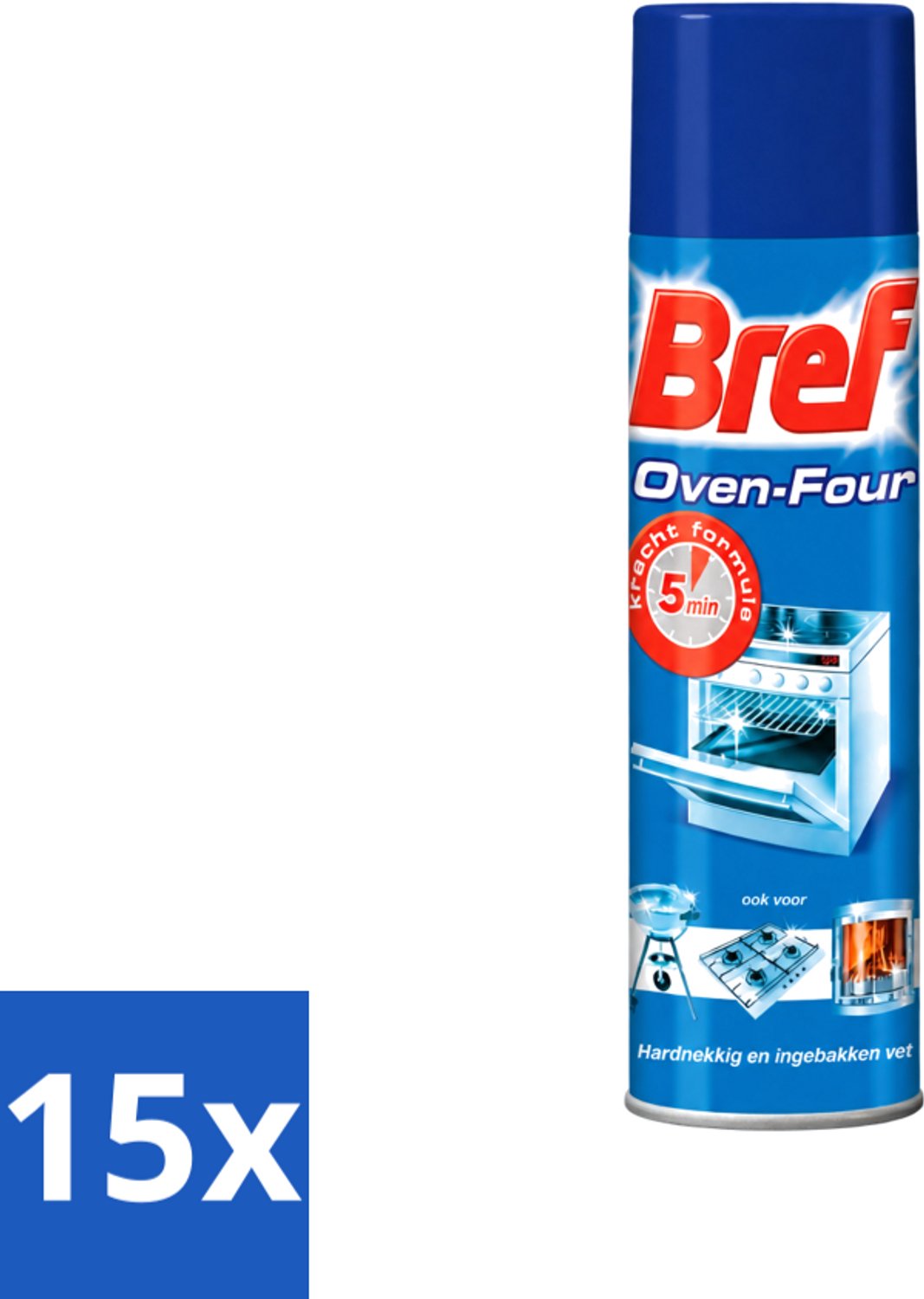 15 x Bref - Oven Spray - Tegen Hardnekkig en Ingebakken Vet - 450 ml - Voordeelverpakking - 15 stuks