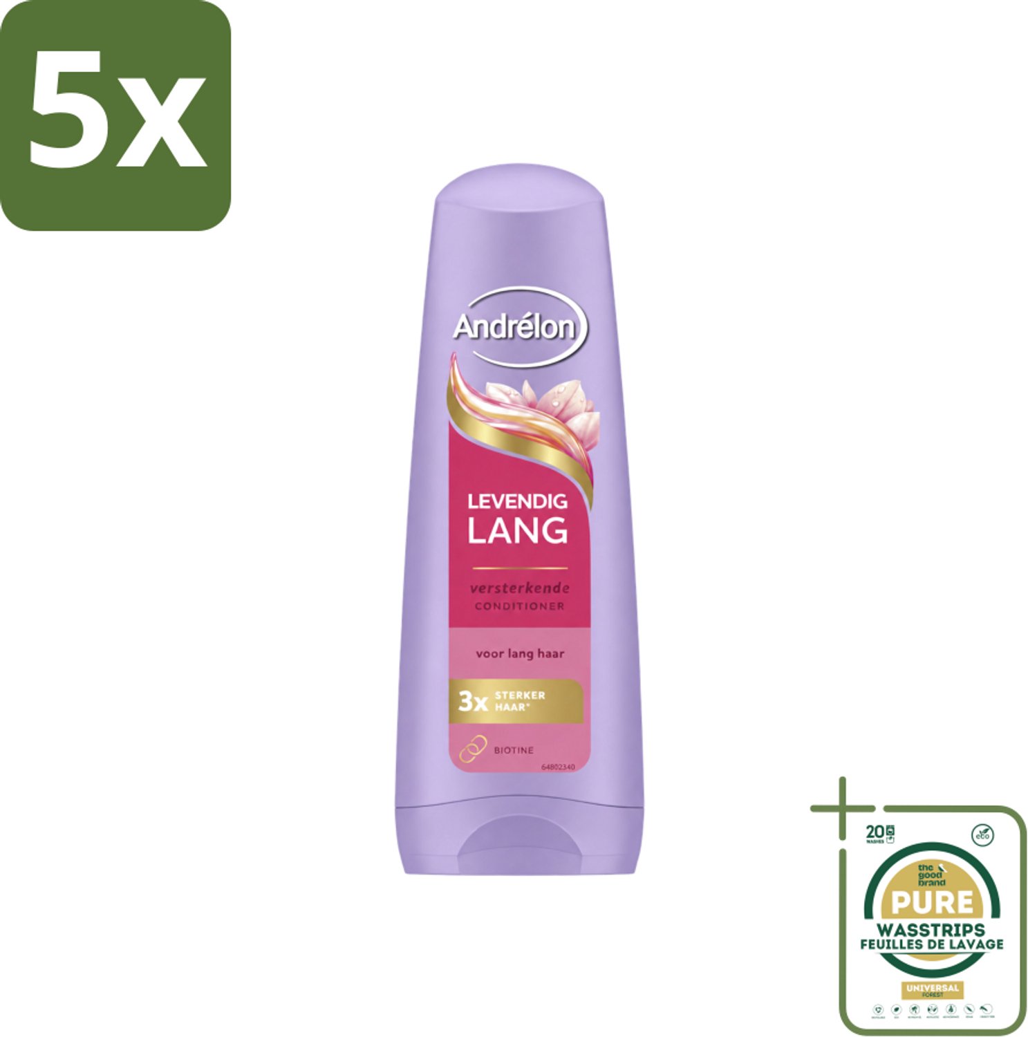 5 x Andrélon – Conditioner – Levendig Lang – 200 ml - Wasstrips - Lang Haar Verzorgen - Lang Haar Versterken - Biotine Voor Haar - Haarbreuk Voorkomen - Gezond Haar