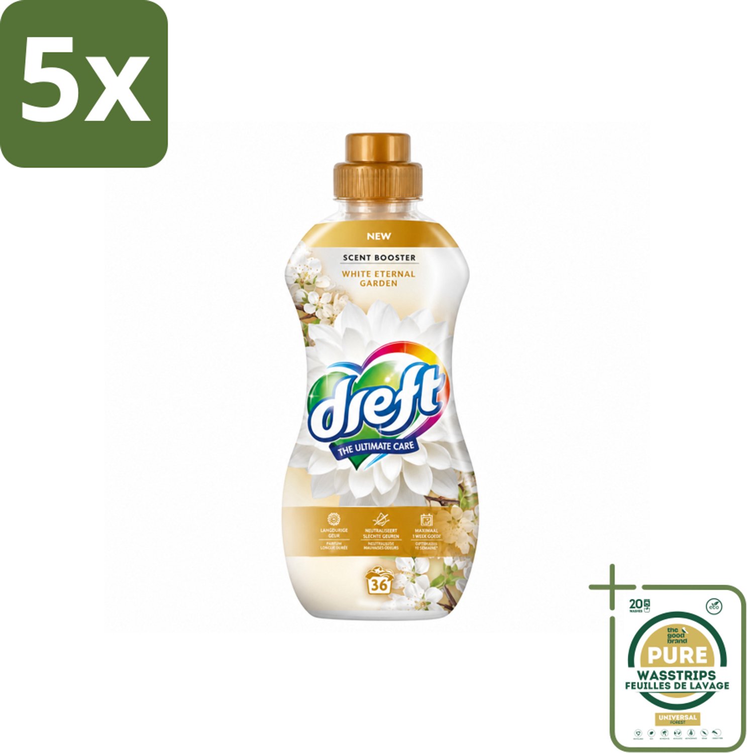 5 x Dreft – White Eternal Garden – Vloeibare Geurbooster – 720 ml – 36 wasbeurten - Wasstrips - Wasgeur - Wasgeurbooster - Frisse Geur - Wasmiddel - Wasgeurbooster Voor Kleding