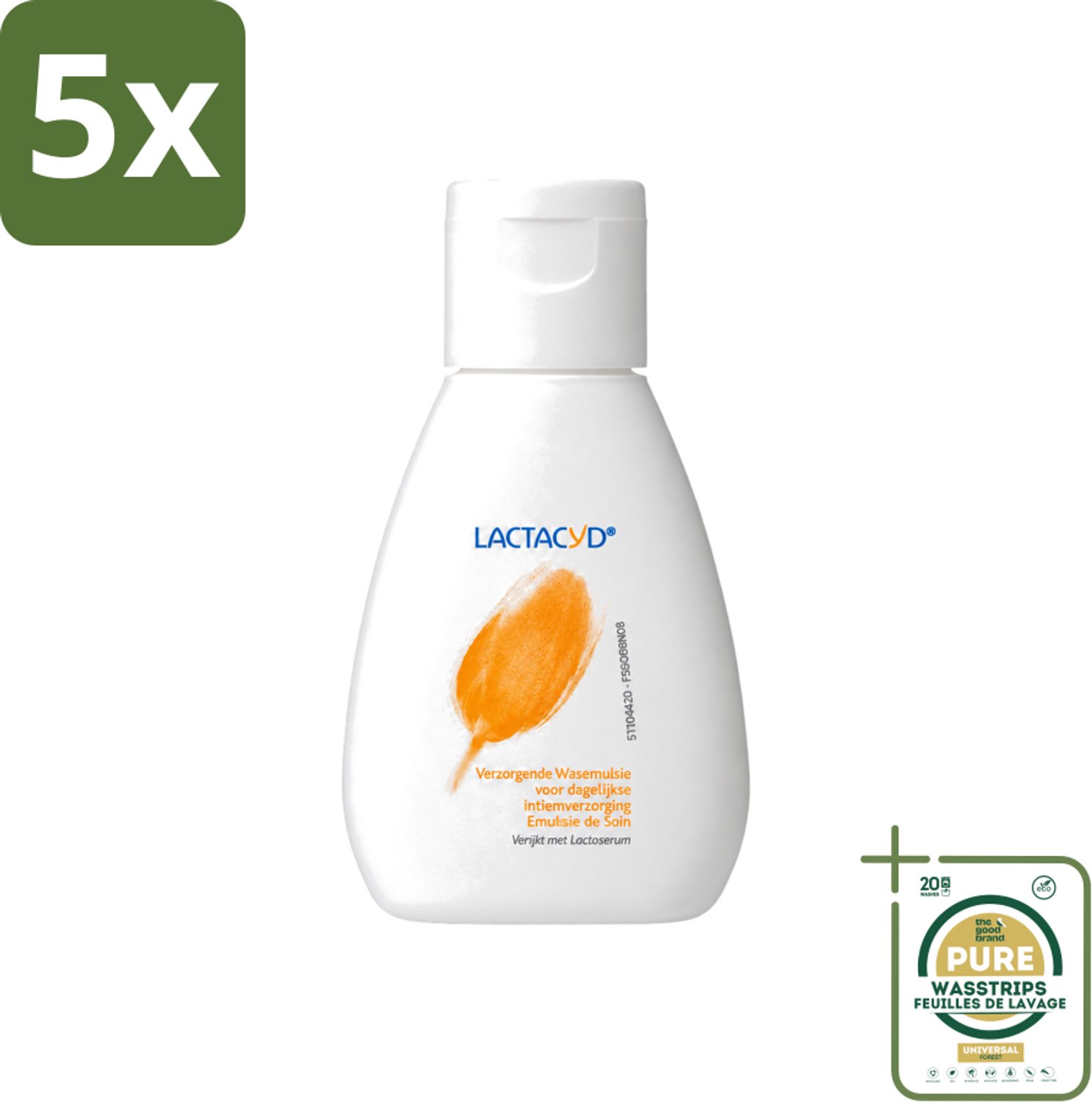 5 x Lactacyd – Verzorgend – Mild en pH-vriendelijk – 50 ml - Wasstrips - Intieme Verzorging - Wasemulsie - PH-vriendelijk - Melkzuur - Droogheid