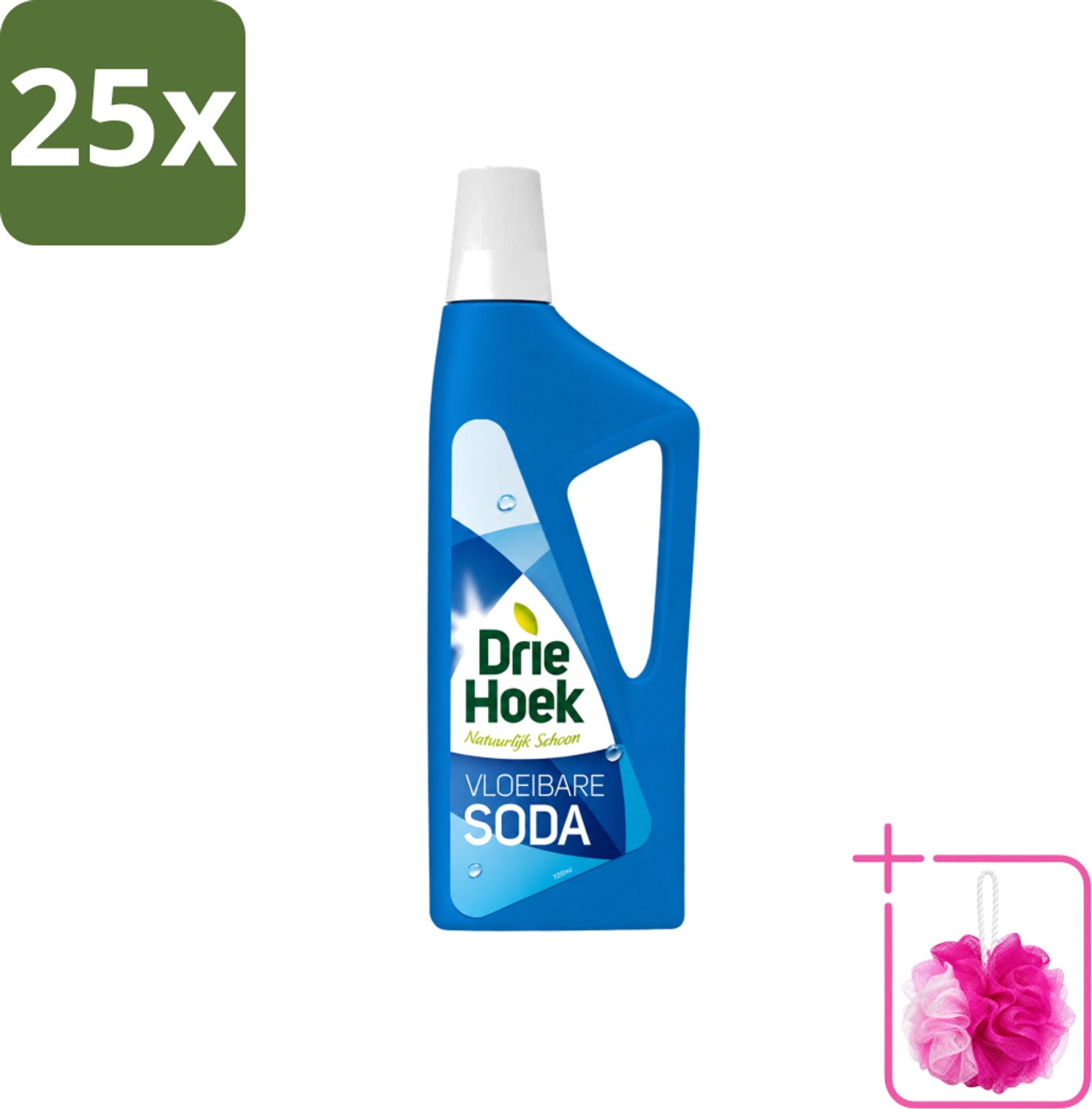 25 x Driehoek – Vloeibare Soda – 725 ml - Bulkverpakking - Vloeibare soda - Douchemop - Schoonmaakmiddel