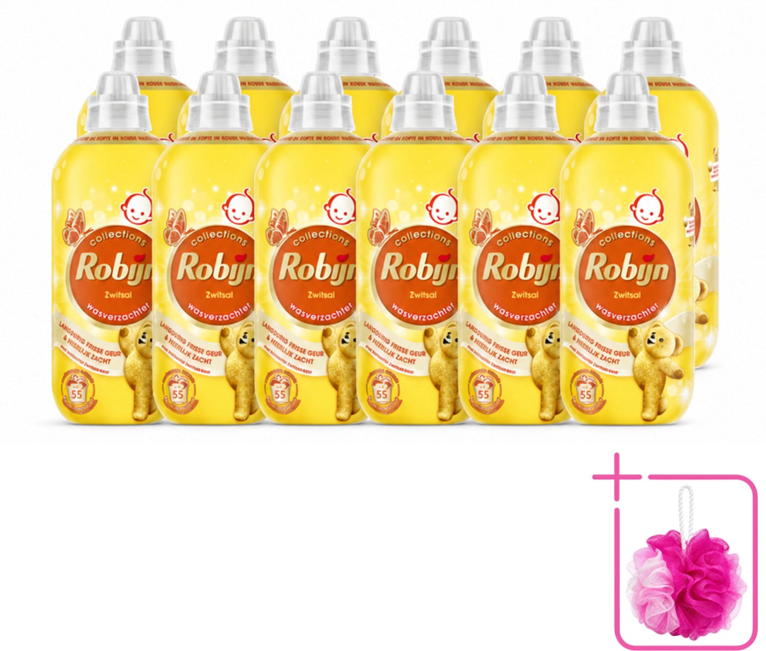 12 x Robijn – Wasverzachter – Zwitsal – 1,1 L - Bulkverpakking - Wasverzachter - Douchemop - Wasgeur