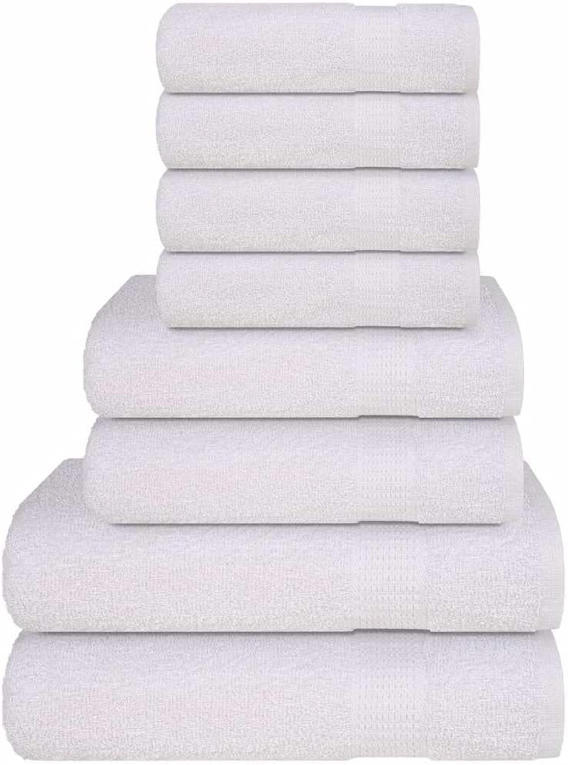 8-delige handdoekenset wit 360 g/m² 100% katoen met praktische ophanglus, absorberende badstof handdoeken voor badkamer en wellness, Oeko-Tex gecertificeerde kwaliteit