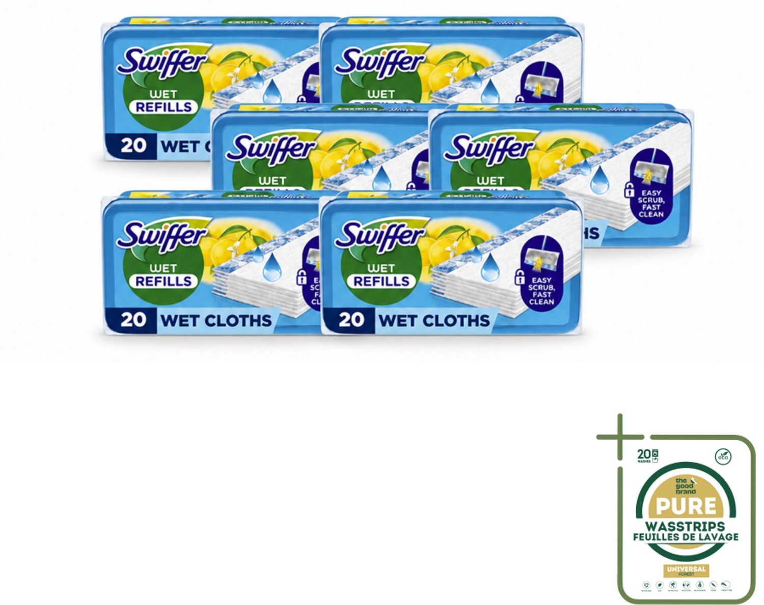 6 x Swiffer - Vloerdoekjes – Citrus Fresh – 20 doekjes - Wasstrips - Vloerdoekjes - Schoonmaken - Dweilen - Vochtige Doekjes - Citroengeur
