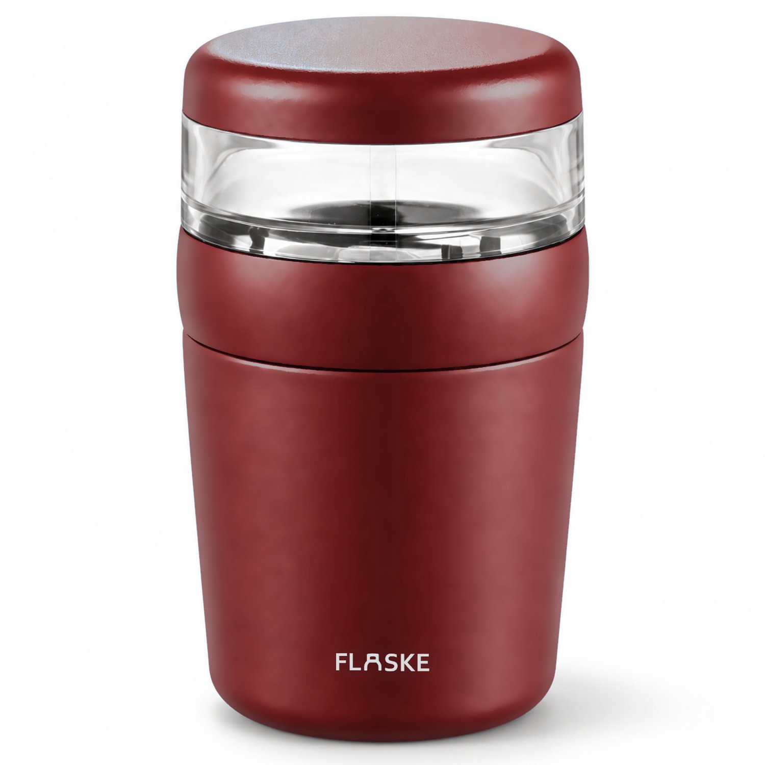 FLASKE Muesli Bowl 720ML - Yoghurtbeker To Go - Ontbijtbeker - Lunchpot - Salade Box - Voor Yoghurt, Havermout & Salade - Lekvrij & Isolerend - Rood/Lava