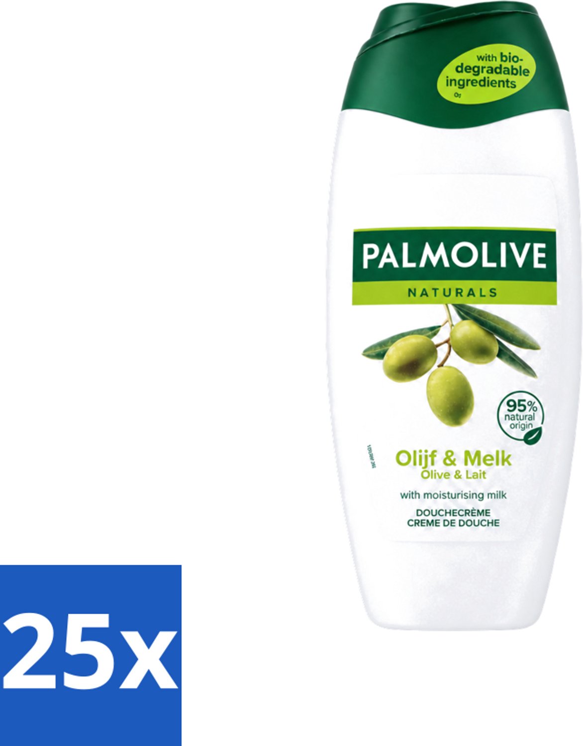 25 x Palmolive - Naturals - Douchecréme - Olijf & Melk - Natuurlijke ingrediënten - 250 ml - Voordeelverpakking - 25 stuks