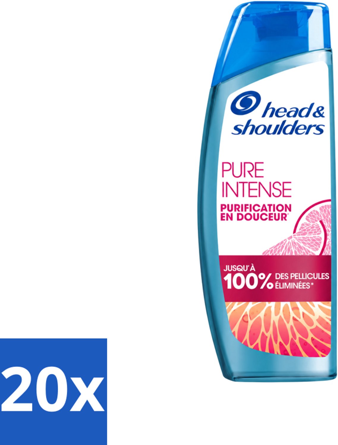 20 x Head & Shoulders - Anti-Roos Shampoo - Pure Intense - Grapefruit - 250 ml - Voordeelverpakking - 20 stuks