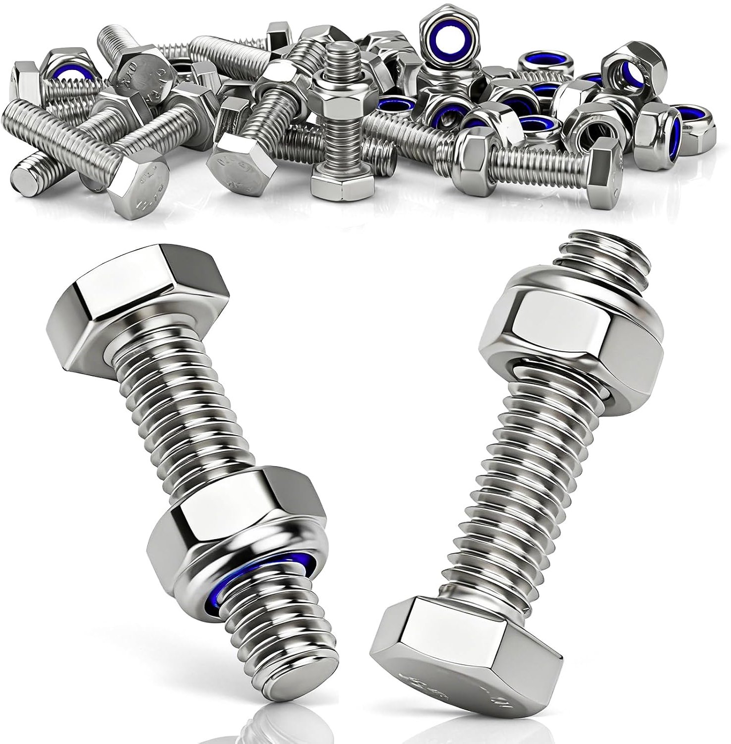 15 stuks zeskantbouten M10 x 50 mm met zelfborgende moeren