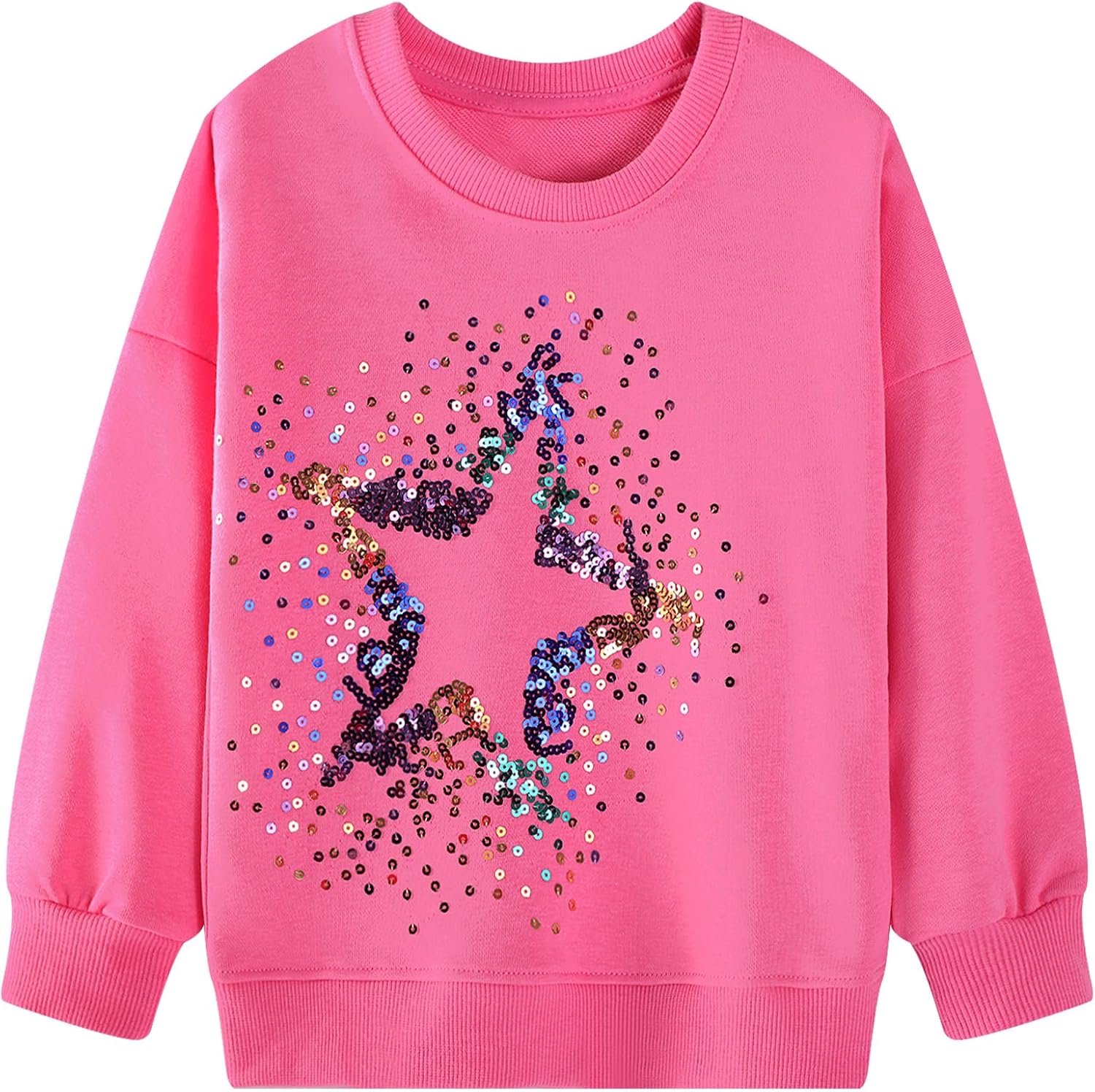 Sweatshirt voor Kinderen Baby Meisjes Lange Mouwen Tops T-Shirt Jumper Katoen Casual Eenhoorn Borduurwerk Regenboog Print Sweatshirt Pullover Peuter Leeftig 2-7 Jaar, Roze/Grijs
