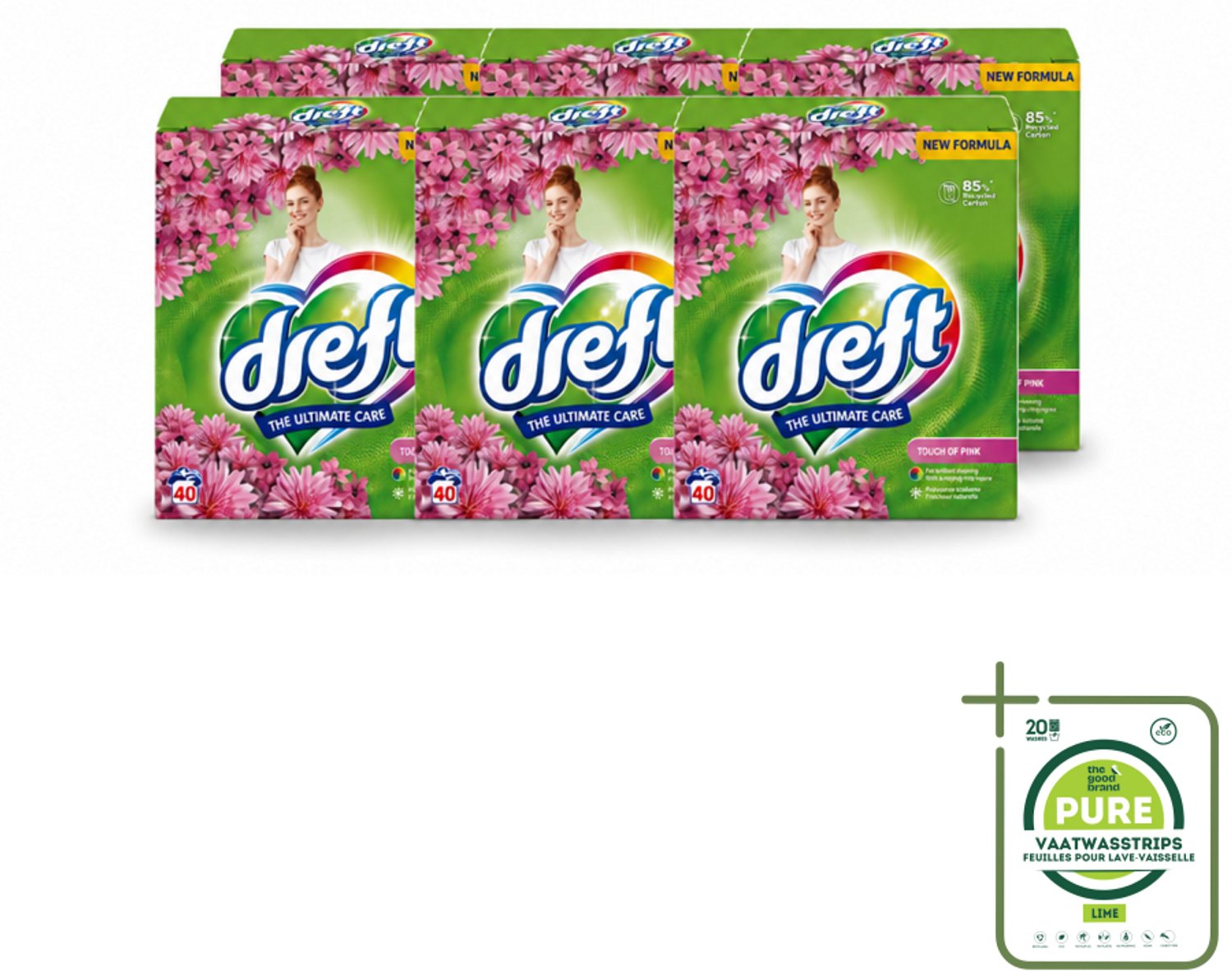 6 x Dreft – Touch Pink – Poeder Wasmiddel – 2,6 kg – 40 wasbeurten - Grootverpakking - Vaatwasstrips - Wasmiddel Poeder - Wasmiddel Voor Kleding - Frisheid Wasmiddel - Kleurbescherming Wasmiddel - Anti-kreukwerking