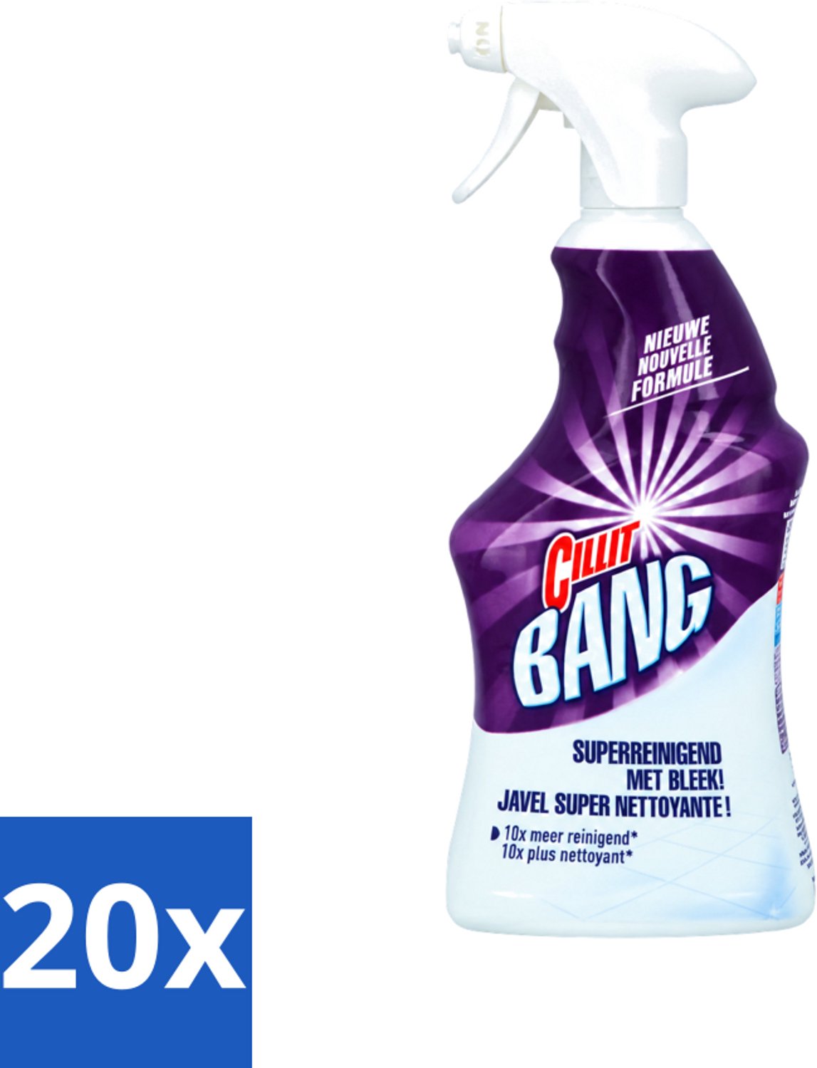 20 x Cillit Bang - Power Cleaner - Bleek & Hygiëne - Schoonmaakspray - Voor Vlekken en Aanslag - 750 ml - Voordeelverpakking - 20 stuks