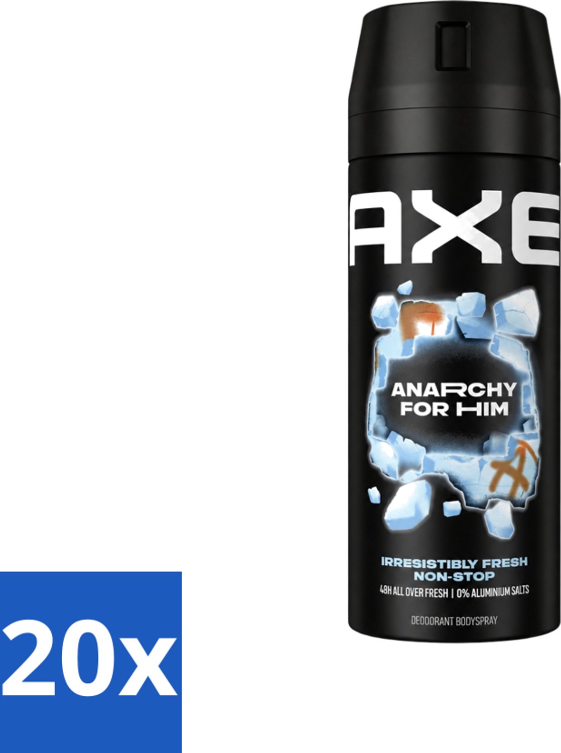 20 x Axe - Deodorant Bodyspray - 48hrs Fresh - Anarchy for Him - Dark Pomegranate & Sandalwood - 150 ml - Voordeelverpakking - 20 stuks
