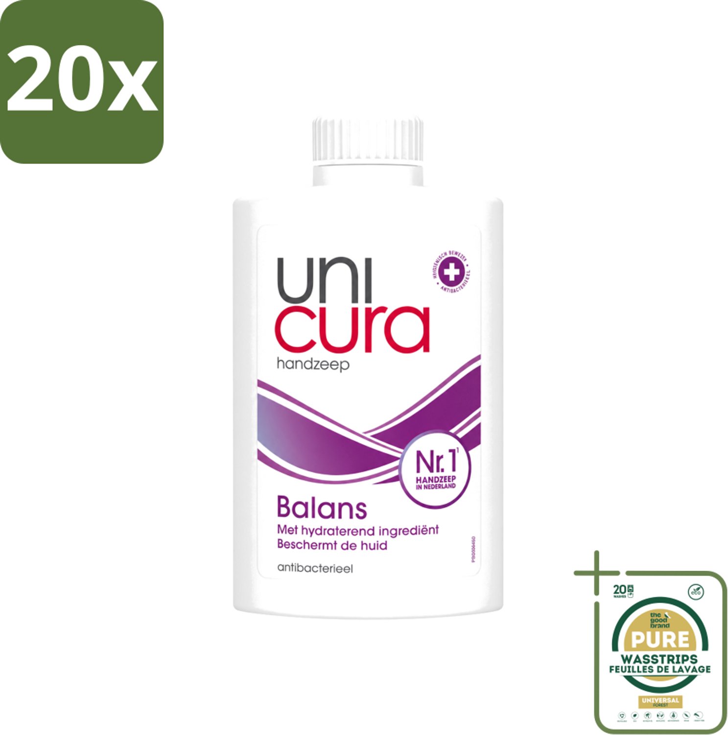 20 x Unicura – Vloeibare Zeep Navulling – Balans – 250 ml - Wasstrips - Handzeep - Antibacterieel - Handhygiëne - Zeep Navulling - Hand Reinigen