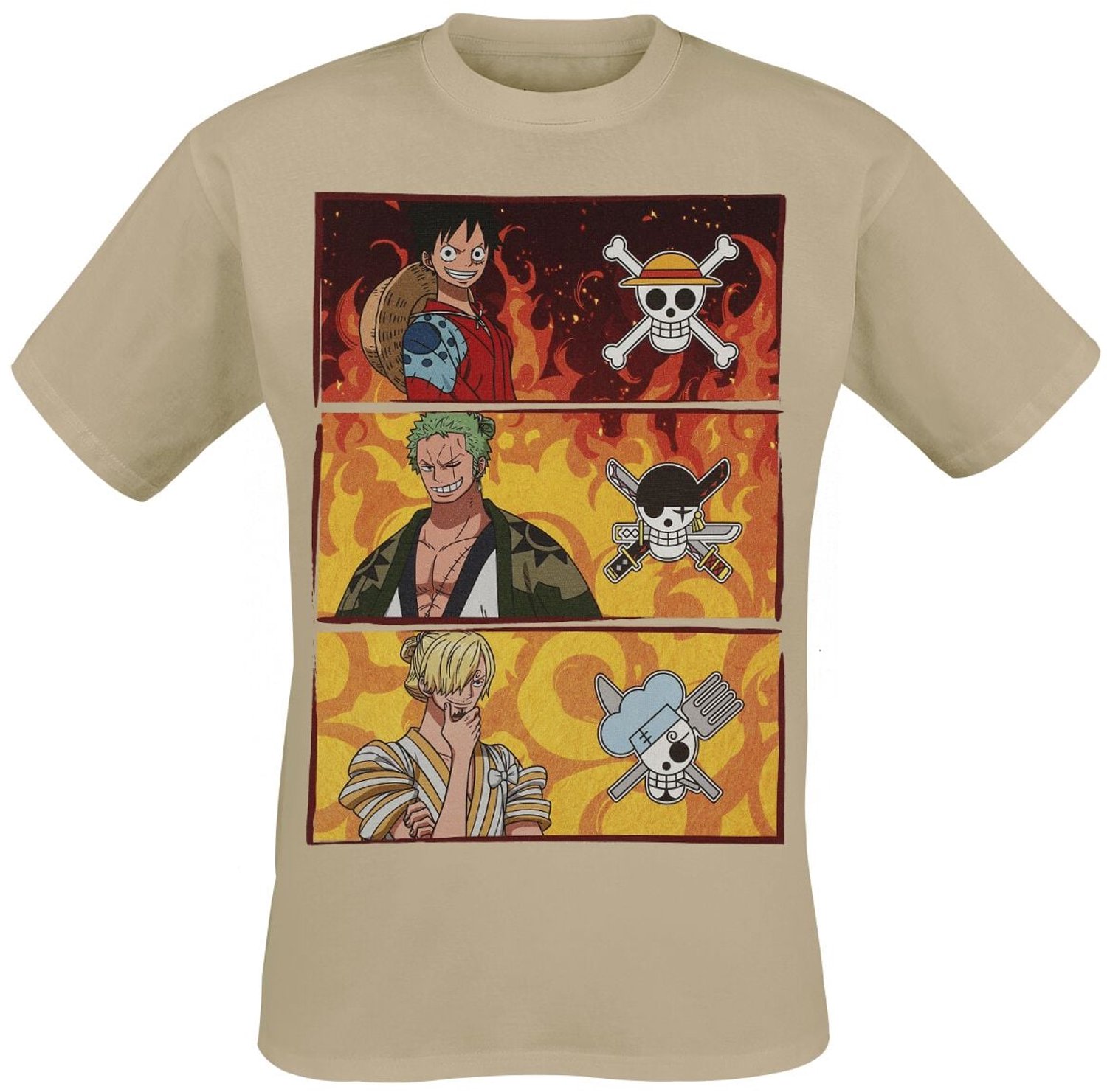 One Piece Ruffy, Zoro And Sanji Heren T-shirt - zand - S