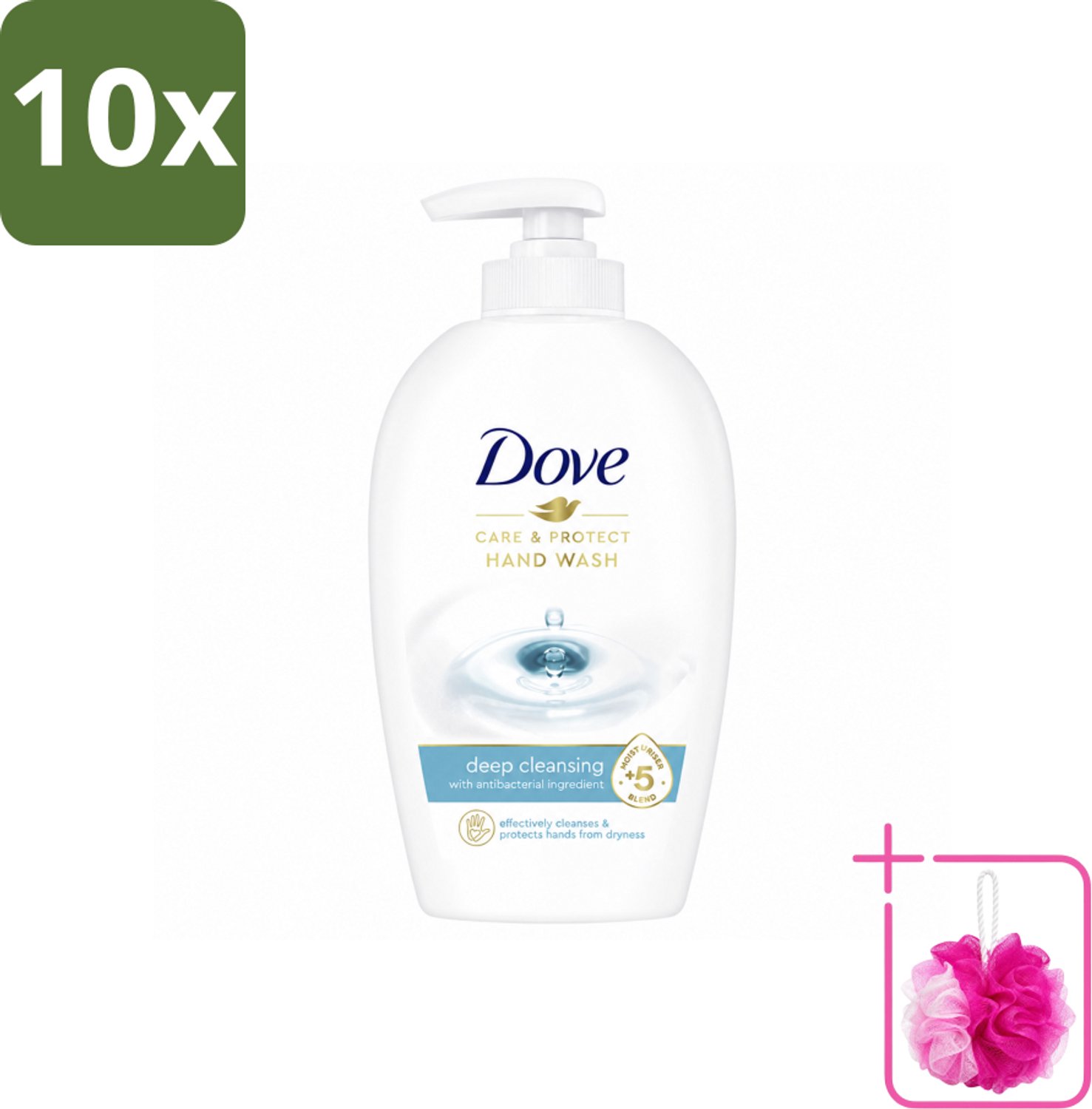 10 x Dove Handzeep - Care & Protect - Diep Reinigend - 250 ml - Bulkverpakking - Handzeep - Douchemop - Handverzorging