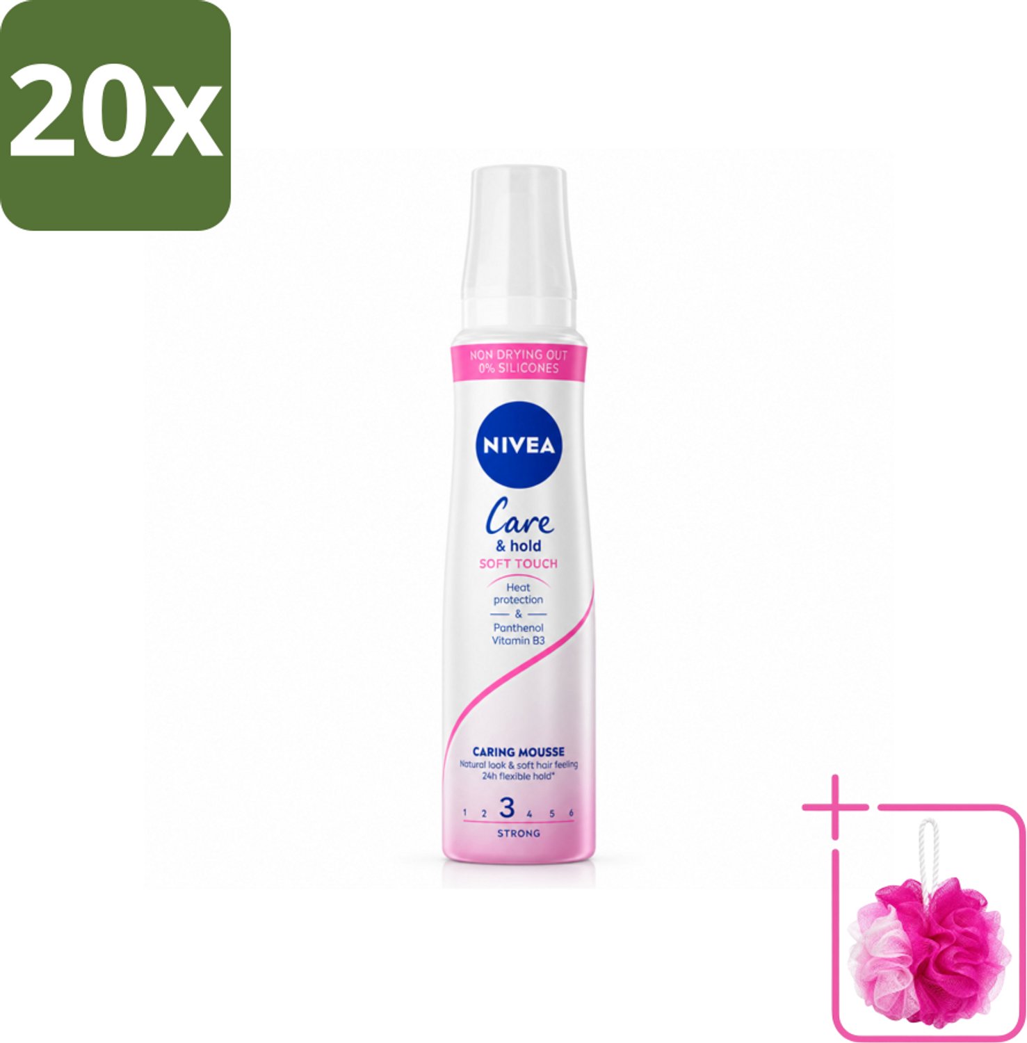 20 x NIVEA - Haarschuim - Verzorging & Stevigheid Zachte Aanzet - 24 Uur Lang Bescherming - 250 ml - Bulkverpakking - Haarmousse - Douchemop - Verzorging