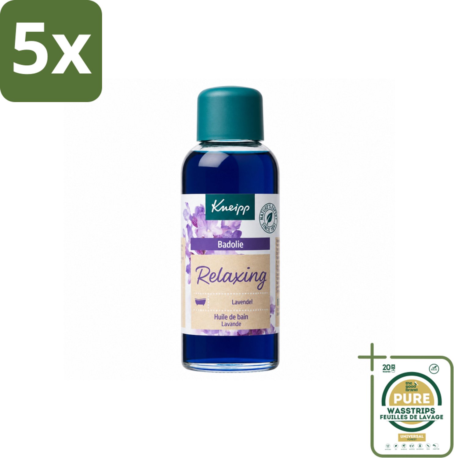 5 x Kneipp - Badolie - Lavendel - Ontspannende geur - 100 ml - Wasstrips - Badolie Lavendel - Ontspanning - Rustgevende Geur - Huidverzorging - Natuurlijke Badolie
