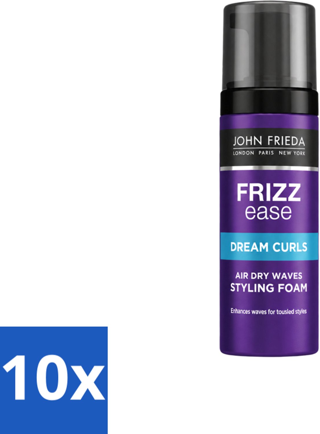 10 x John Frieda – Haarmousse – Frizz Ease Air Dry Waves Foam Styler – Natuurlijk golvend effect – 150 ml - Voordeelverpakking - 10 stuks