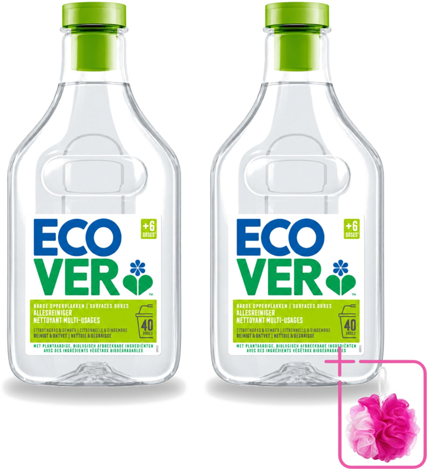 2 x Ecover - Allesreiniger - Citroengras & Gember - 1 liter - Bulkverpakking - Allesreiniger - Douchemop - Citroengras