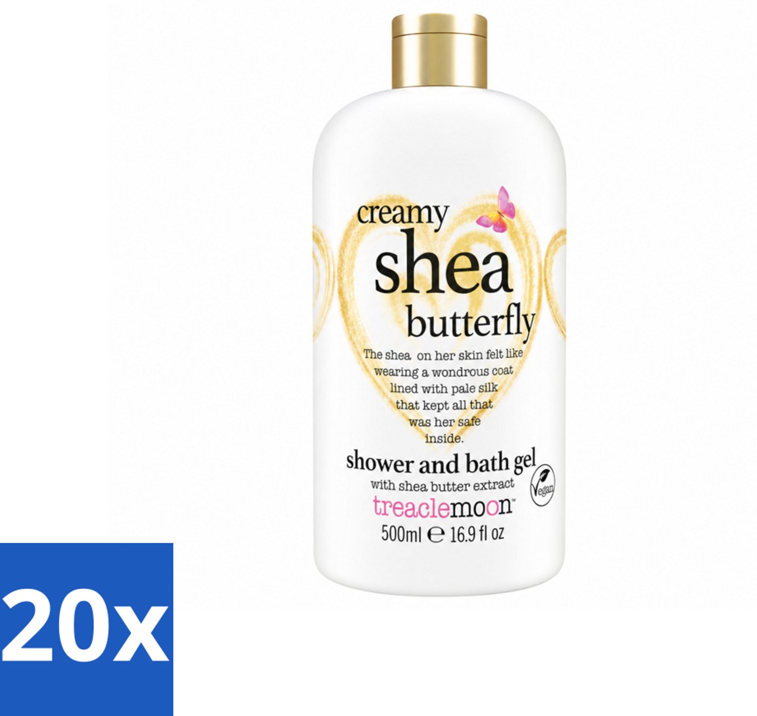 20 x Treaclemoon – Bad- & Douchegel – Creamy Shea Butterfly – 500 ml - Voordeelverpakking - 20 stuks