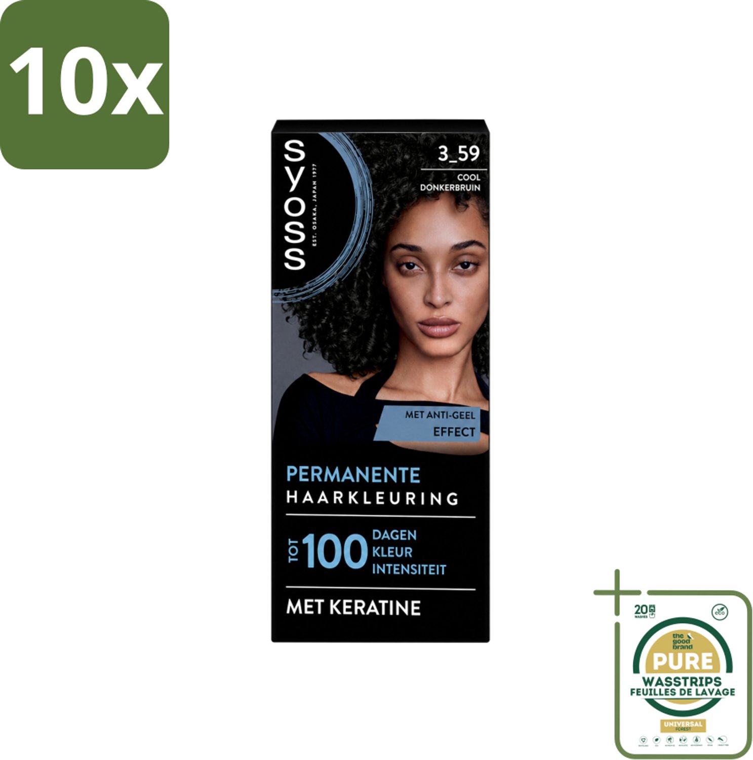 10 x SYOSS - Coloration 3-59 Cool Donkerbruin - Haarverf - Grijsdekking - Vermindert Haarbreuk - Wasstrips - Haarverf - Grijsdekking - Donkerbruin - Haarverzorging - Keratine