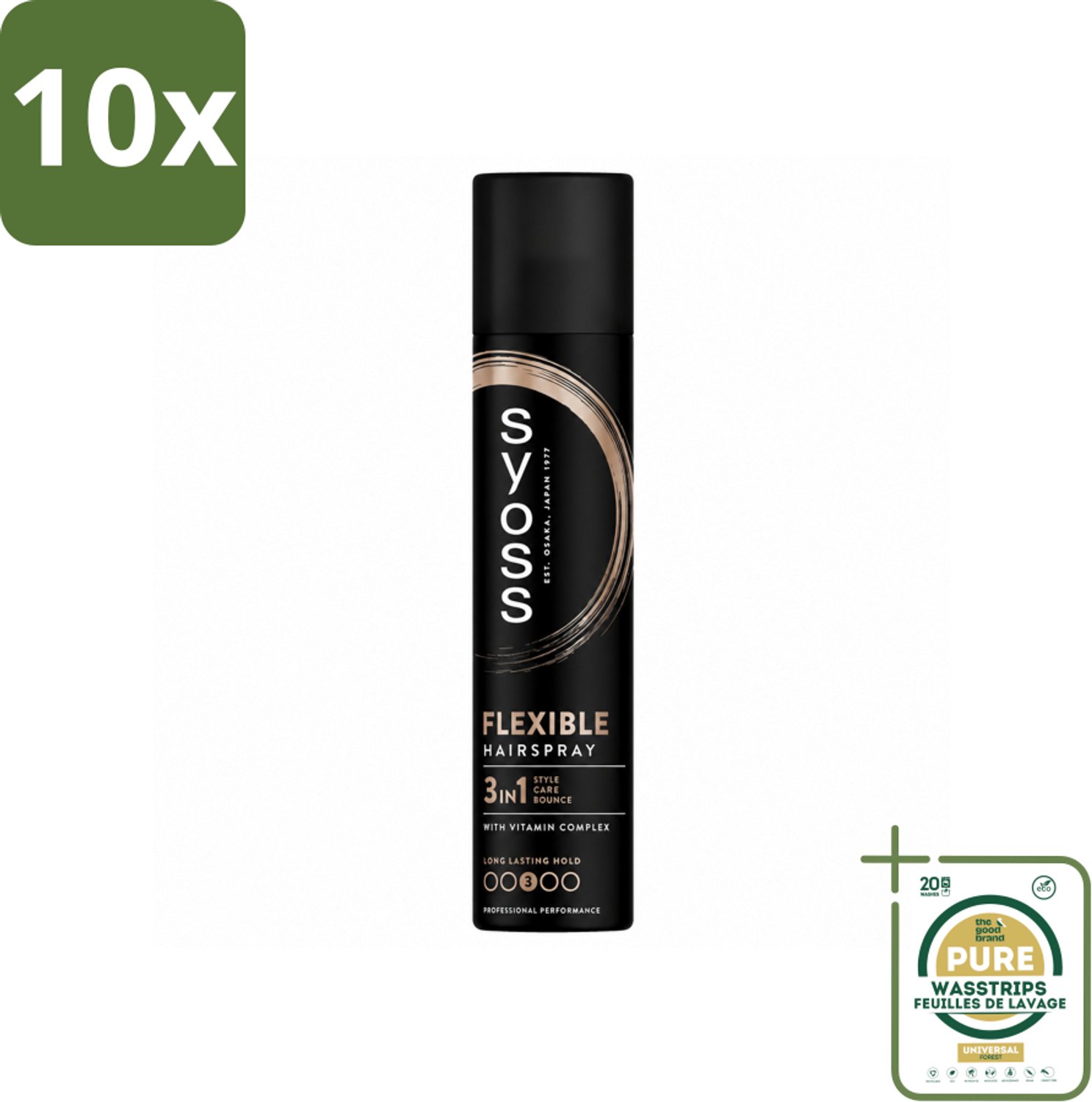 10 x Syoss - Hold & Flex - Haarspray - Flexibele Fixatie - 300 ml - Wasstrips - Haarspray - Flexibele Fixatie - Styling - Haarverzorging - Haarherstel