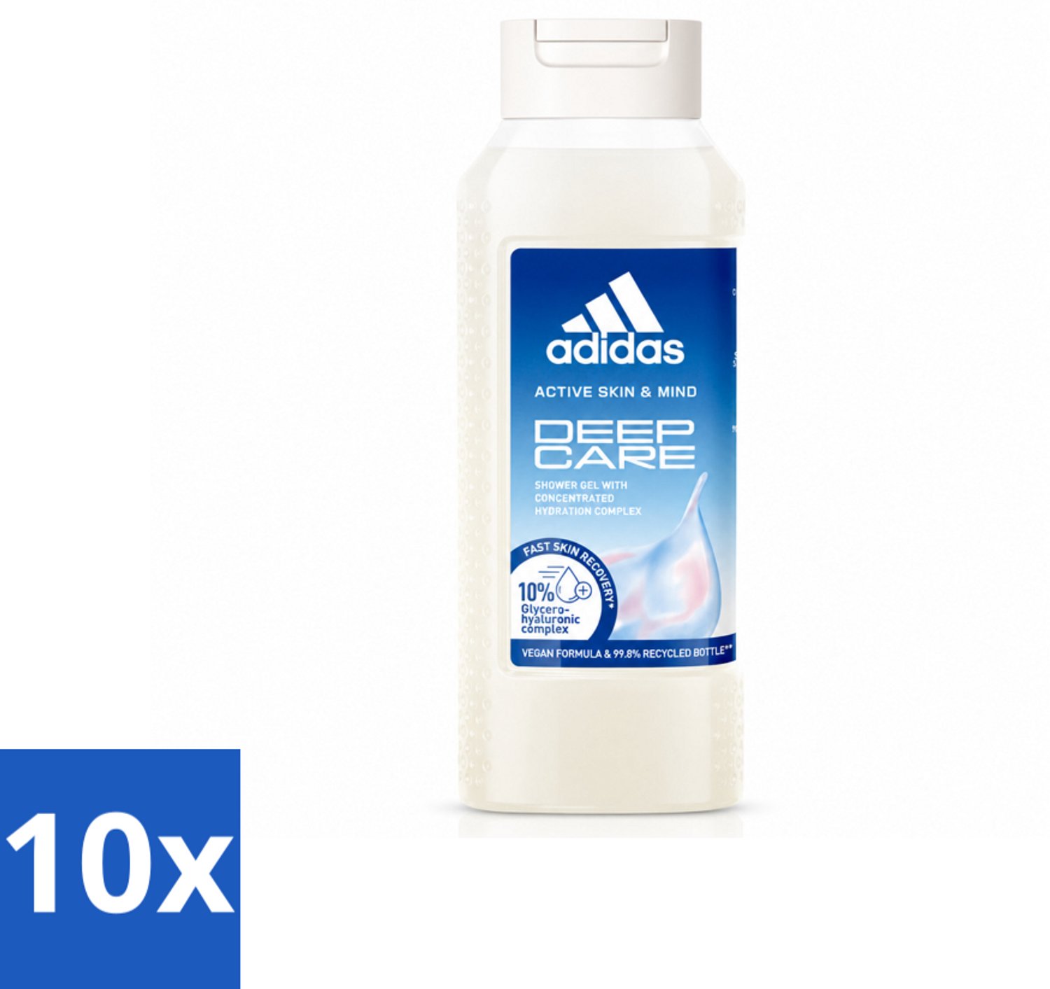 10 x Adidas – Douchegel – Active Skin & Mind Deep Care – 250 ml - Voordeelverpakking - 10 stuks