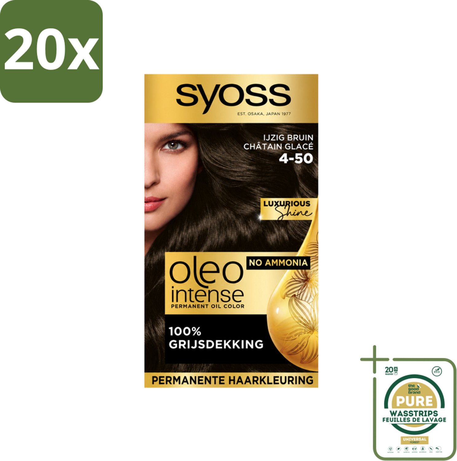 20 x SYOSS - Oleo Intense 4-50 - Haarverf - Permanente Haarkleuring - Ijzig Bruin - Langdurige Kleur - Wasstrips - Haarverf - Permanent Haarkleuring - Ijzig Bruin - Ammoniakvrij - Haarkleur