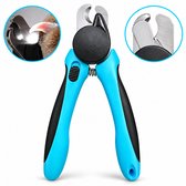 WVspecials - Ciseaux à effiler - Ciseaux à effiler pour chien - Pince à ongles professionnel pour chien et chat - avec lumière LED - avec butée de sécurité et Limes à ongles - Blauw