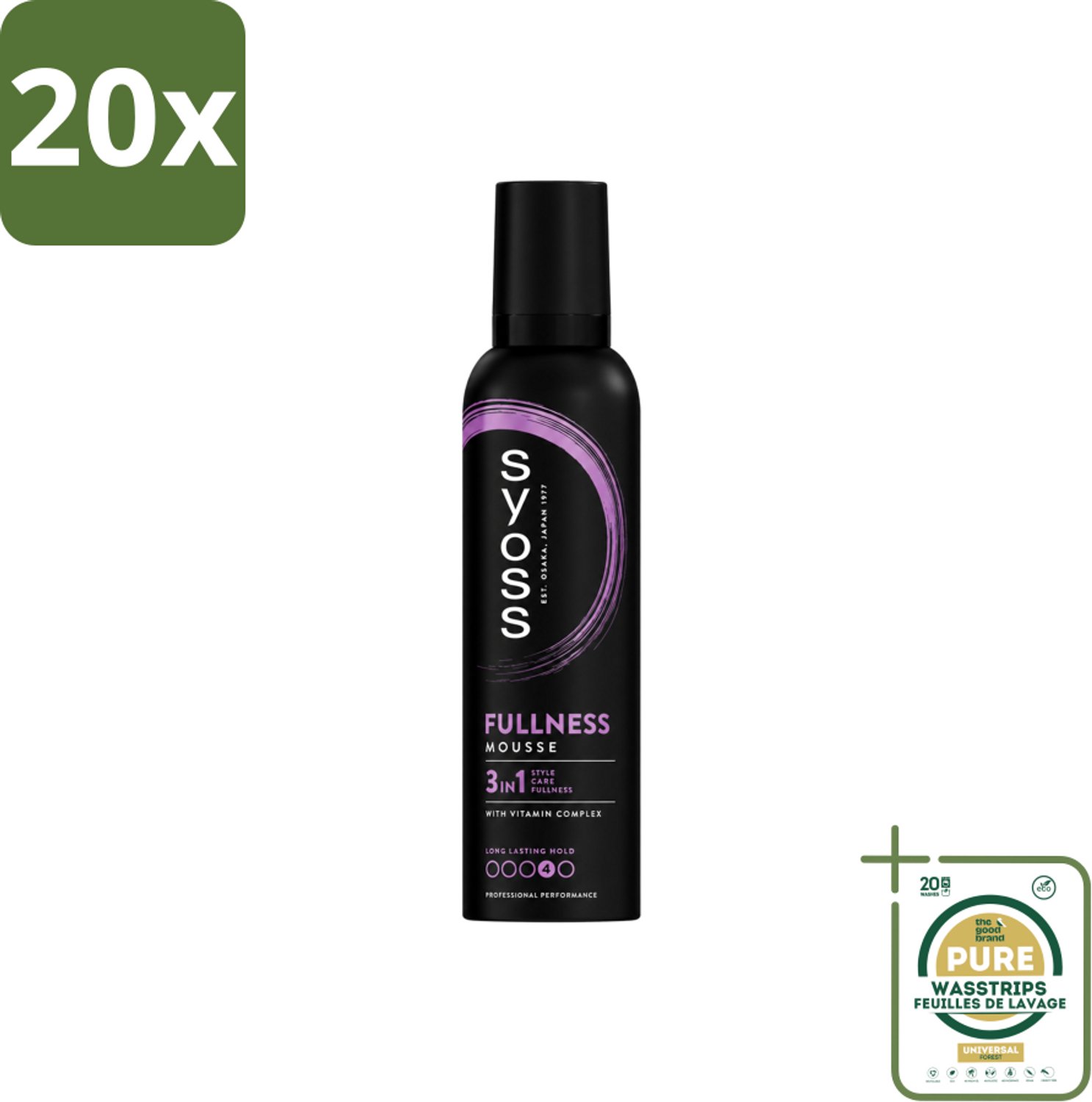 20 x Syoss - Fullness - Haarmousse - Lichtgewicht Volume - 250 ml - Wasstrips - Haarmousse Voor Volume - Haarmousse Voor Voller Haar - Haarmousse Voor Fijn Haar - Haarmousse Voor Futloos Haar - Haarmousse Met Vitaminecomplex